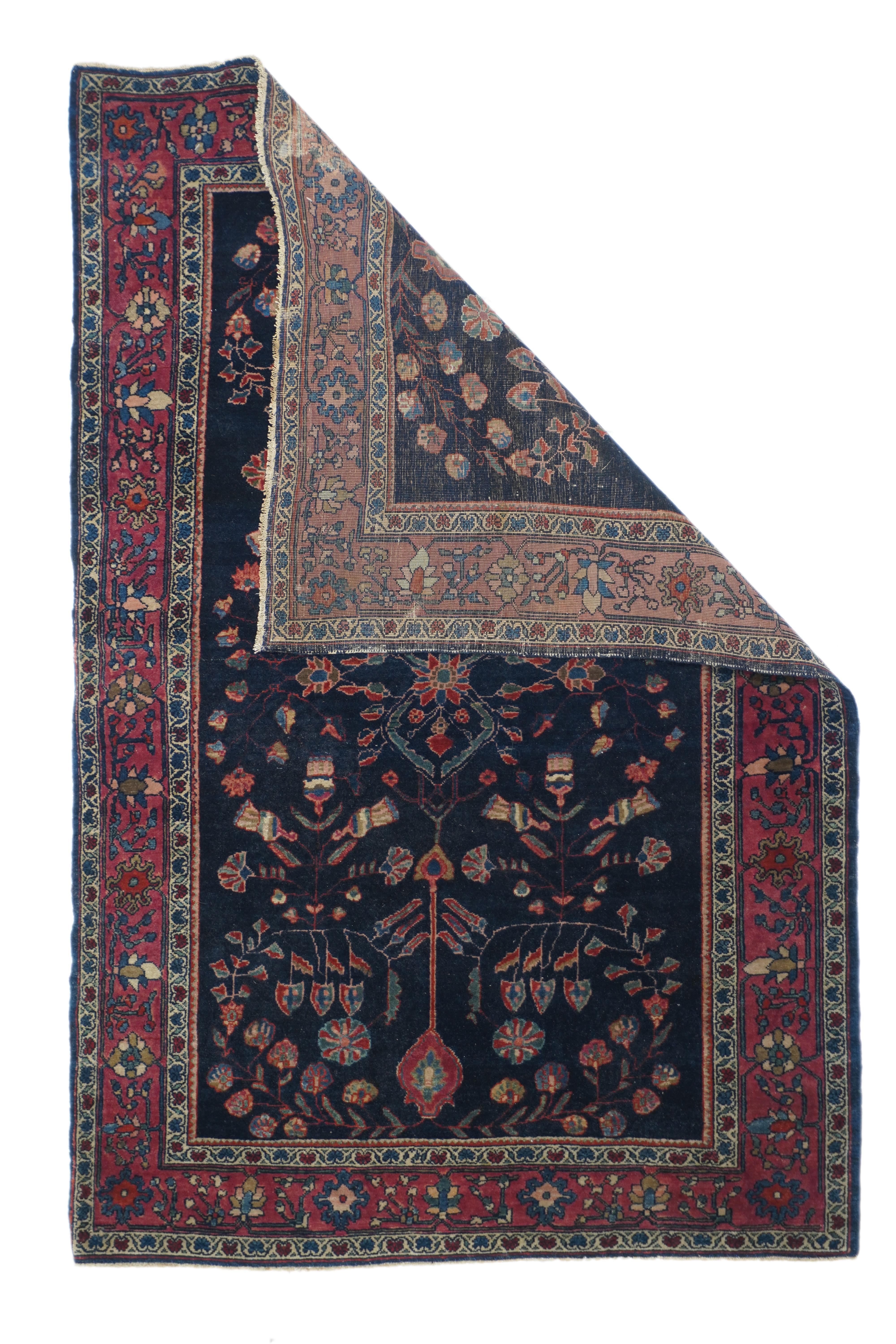 Antiker Sarouk-Farahan-Teppich 3'3'' x 4'10''.