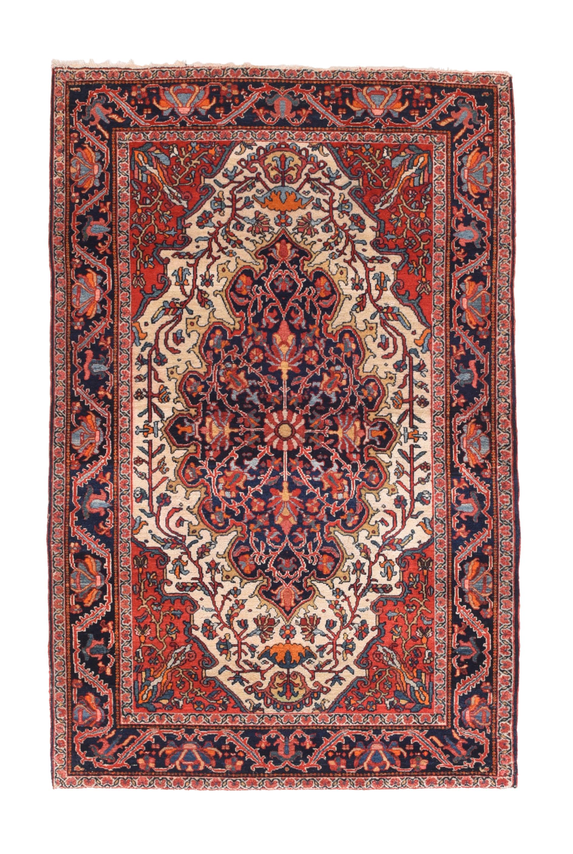 Antique Farahan Sarouk Rug 3'3'' x 5'0'' In Excellent Condition For Sale In New York, NY