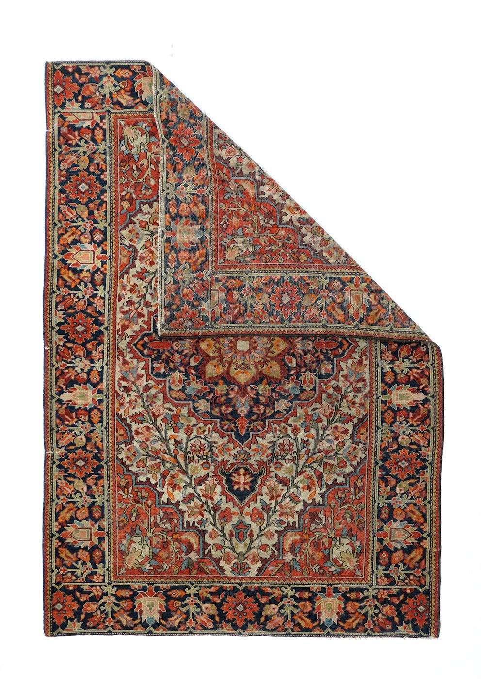 Antique Farahan Sarouk Rug 3'4'' x 4'10''.  