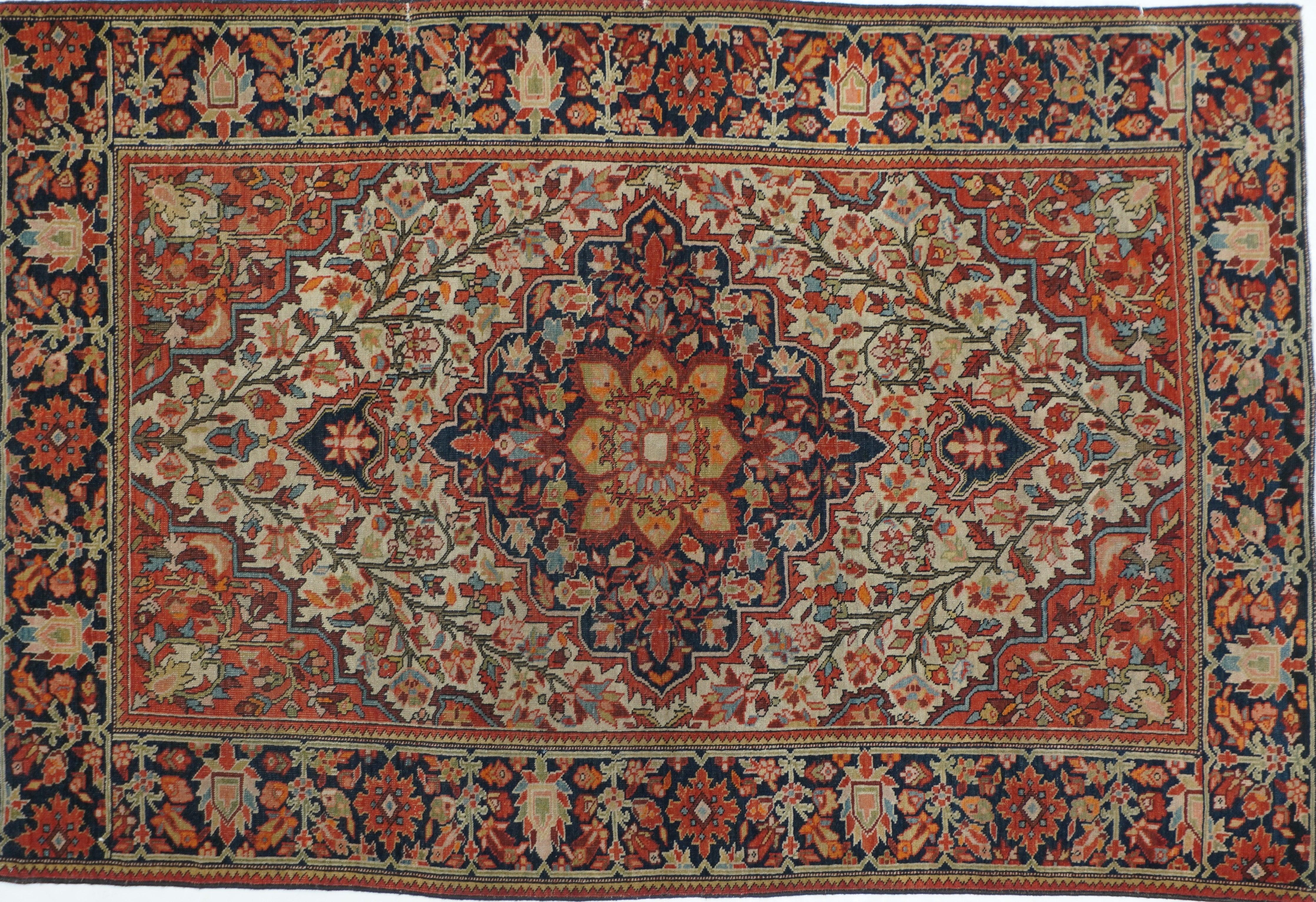 Persian Antique Farahan Sarouk Rug 3'4'' x 4'10'' For Sale