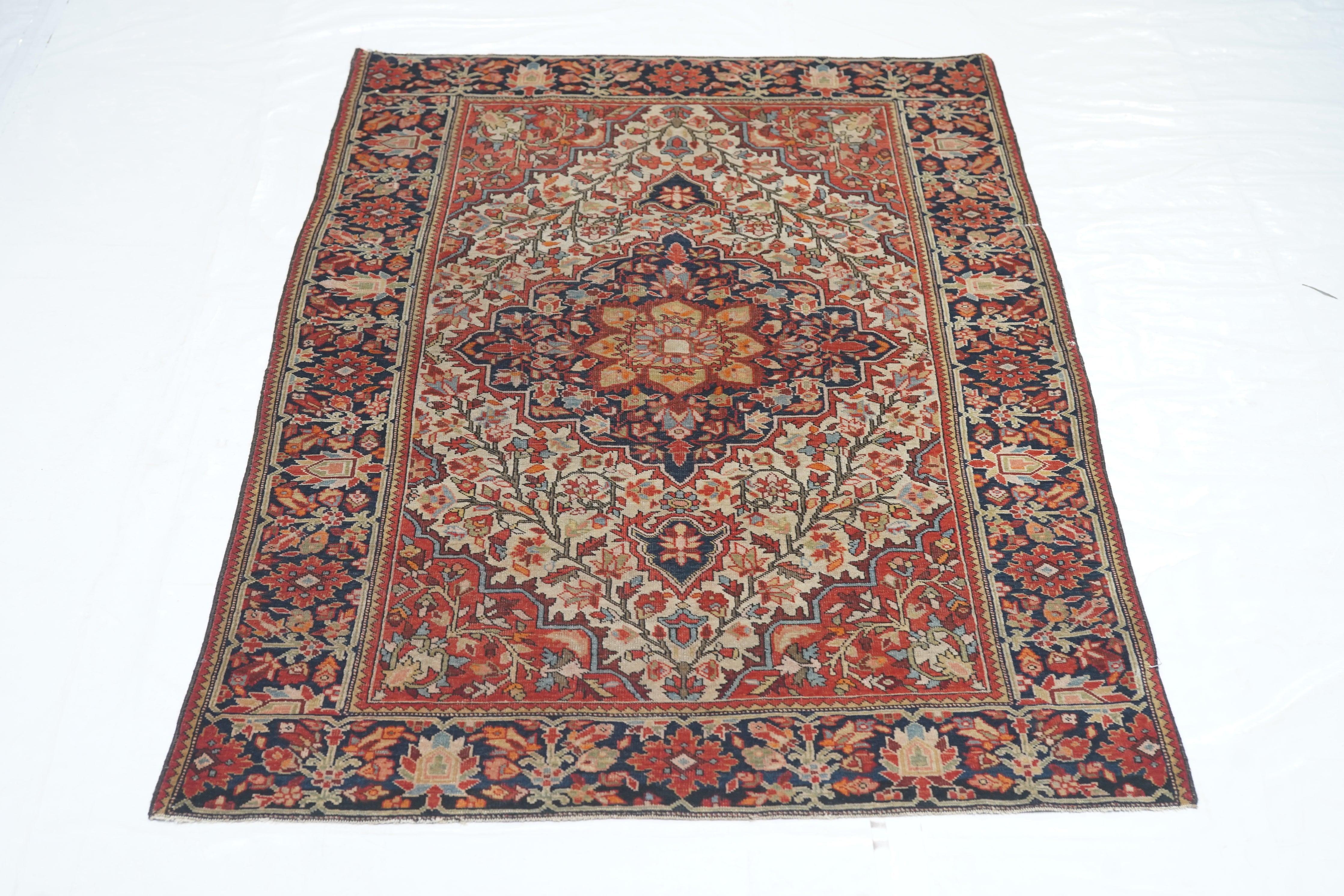 Antique Farahan Sarouk Rug 3'4'' x 4'10'' For Sale 1