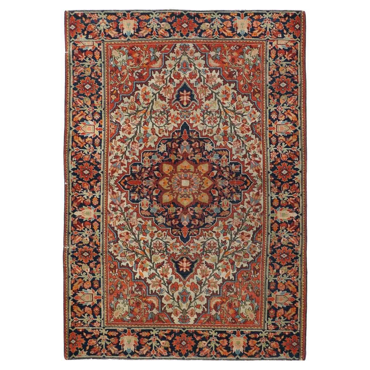Antique Farahan Sarouk Rug 3'4'' x 4'10'' For Sale