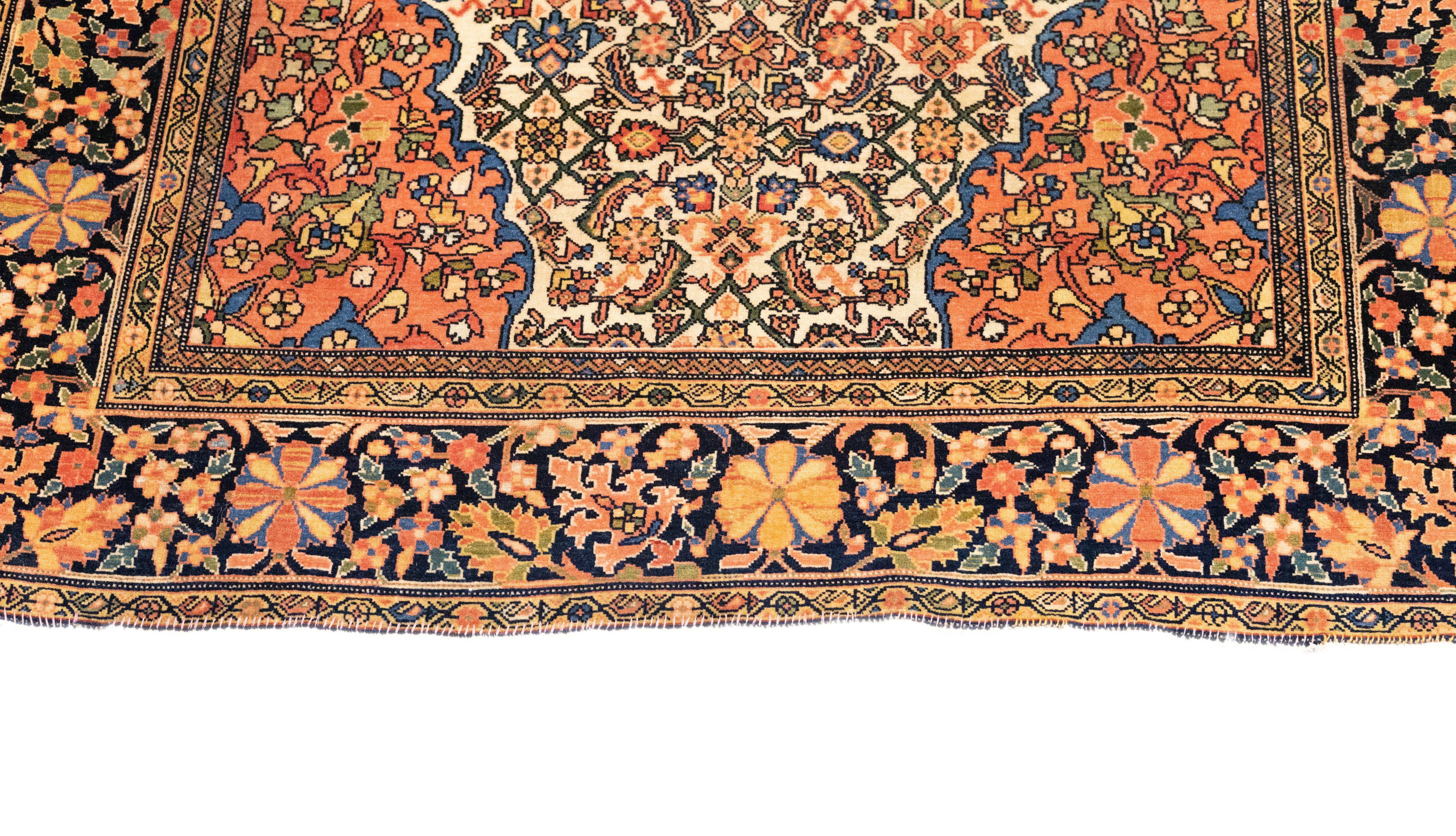 Hand-Knotted Antique Farahan Sarouk Rug 3'5'' x 5'0