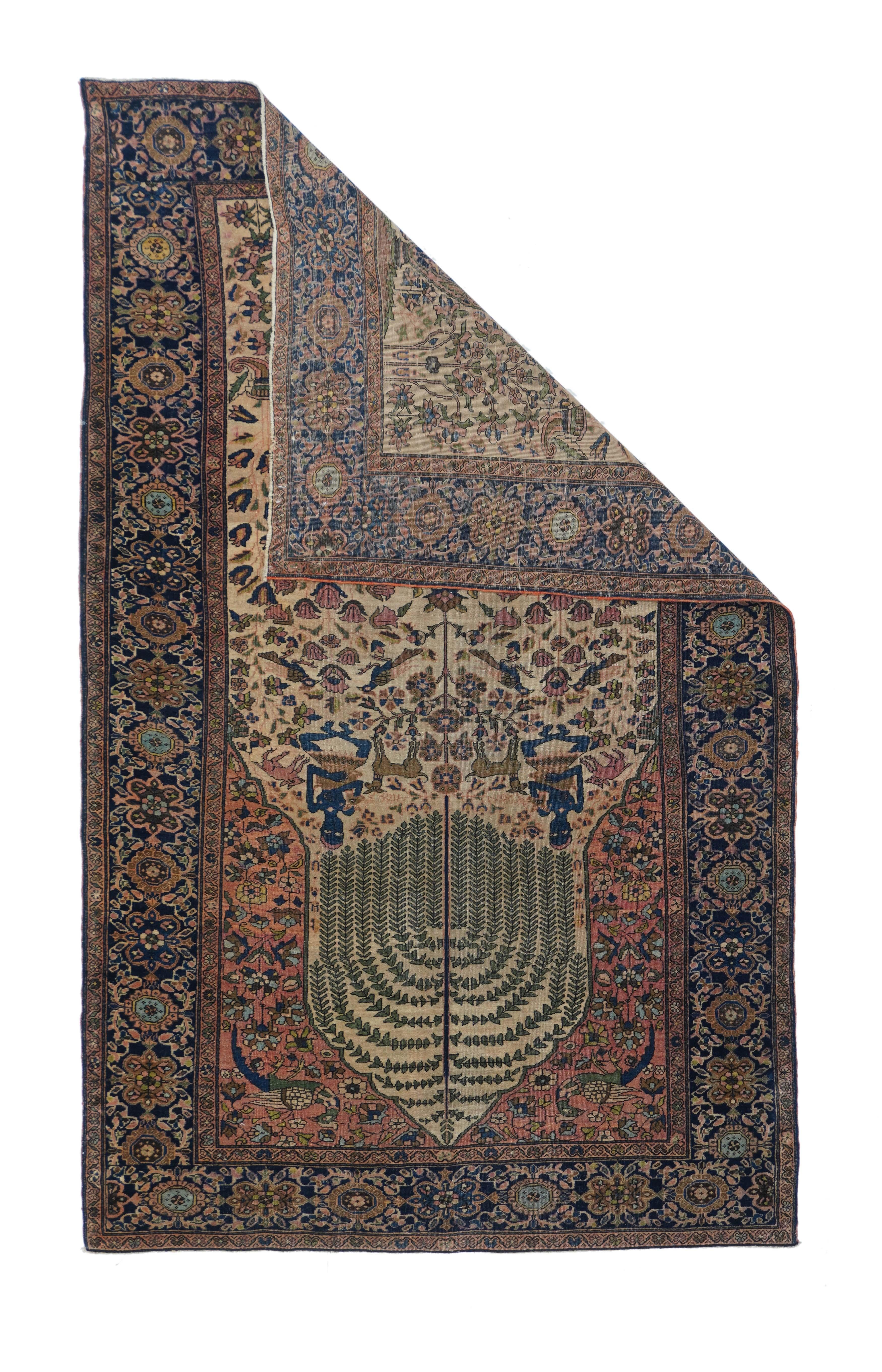 Antique Farahan Sarouk rug 3'9'' x 6'3''.