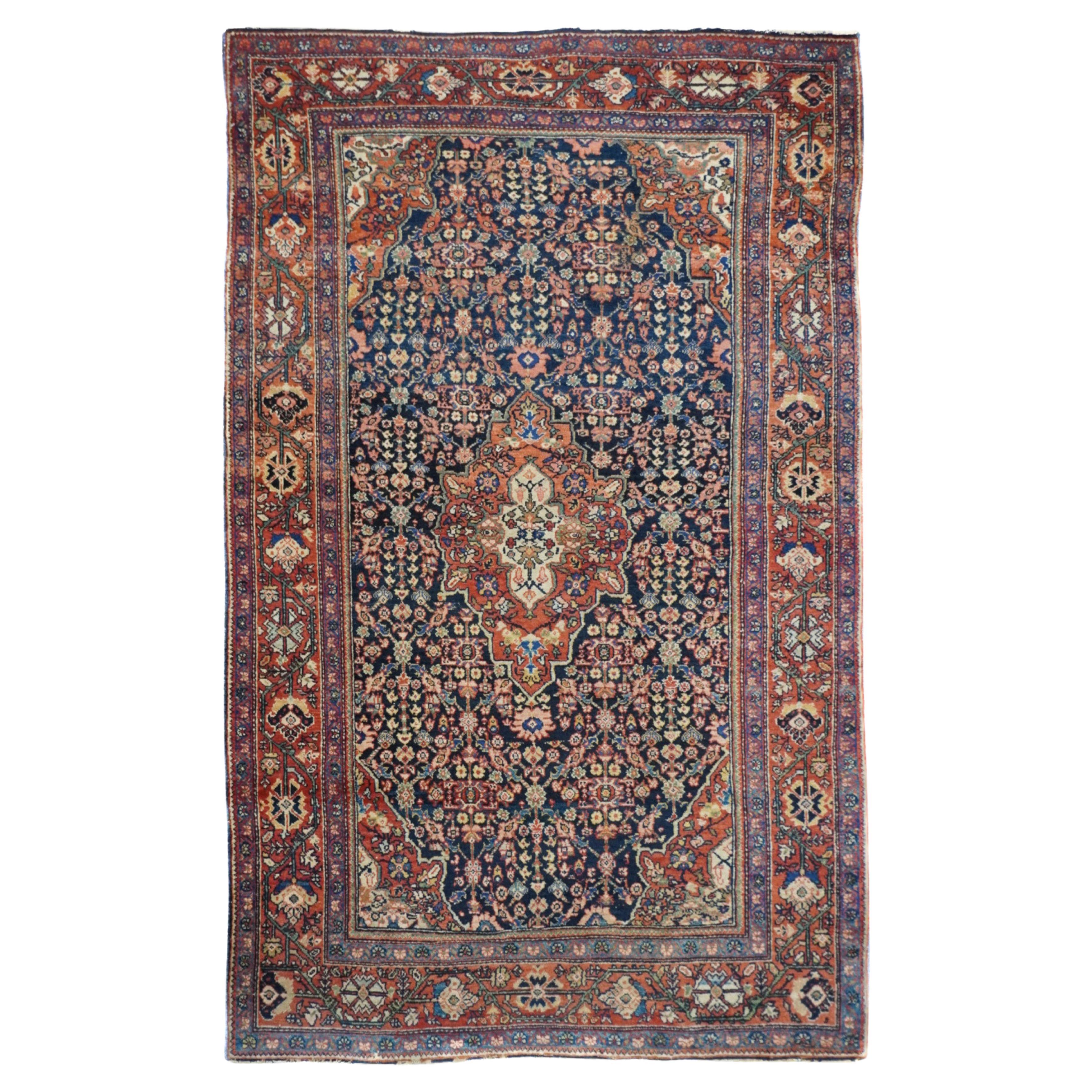 Antique Farahan Sarouk Rug 4'3'' x 6'10'' For Sale