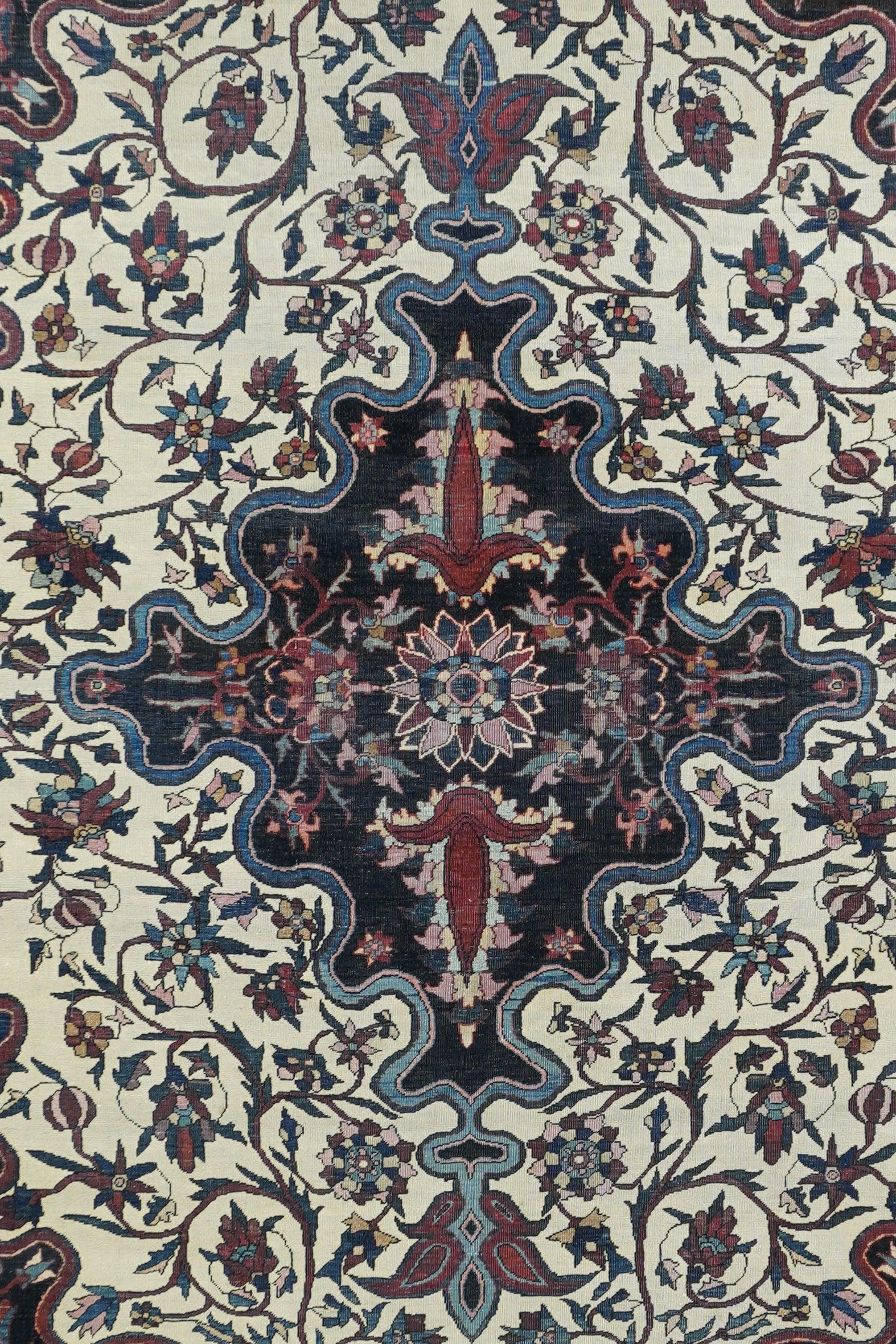 Persiano Tappeto antico Sarouk Farahan 4'3'' x 6'5'' in vendita