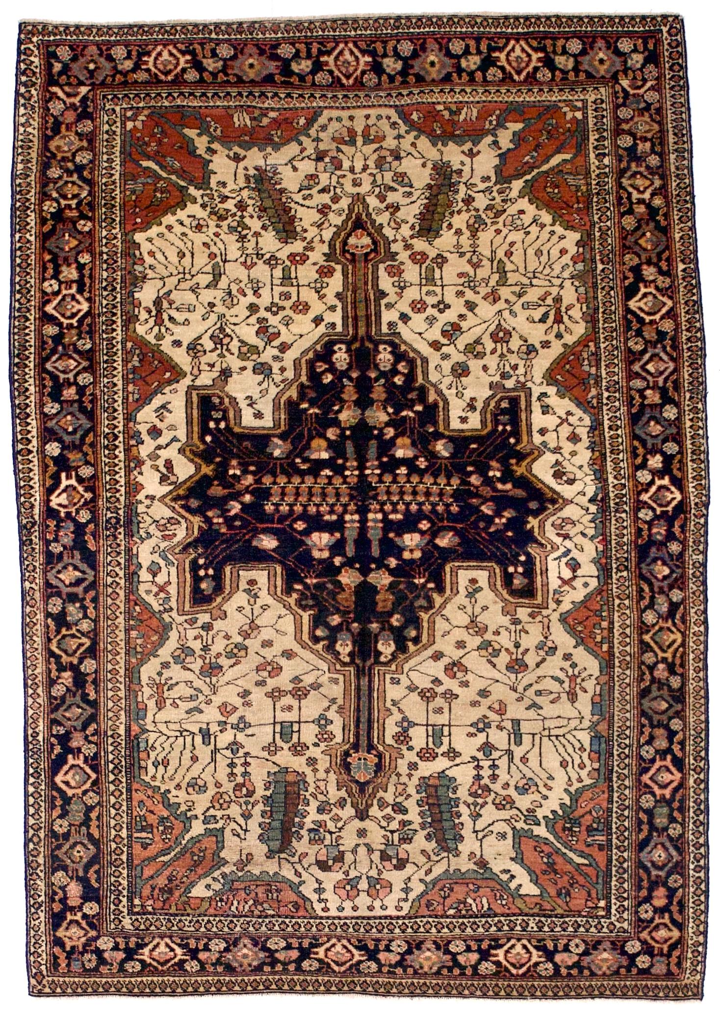Noué à la main Tapis Sarouk Farahan antique 4'3