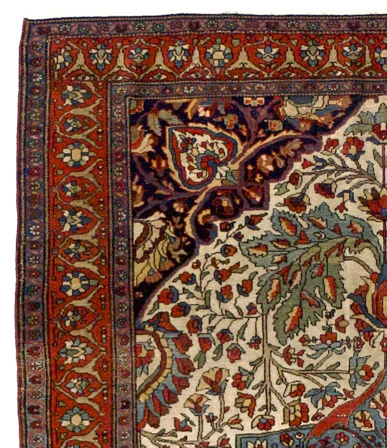 XIX secolo Tappeto antico Sarouk Farahan 4'3