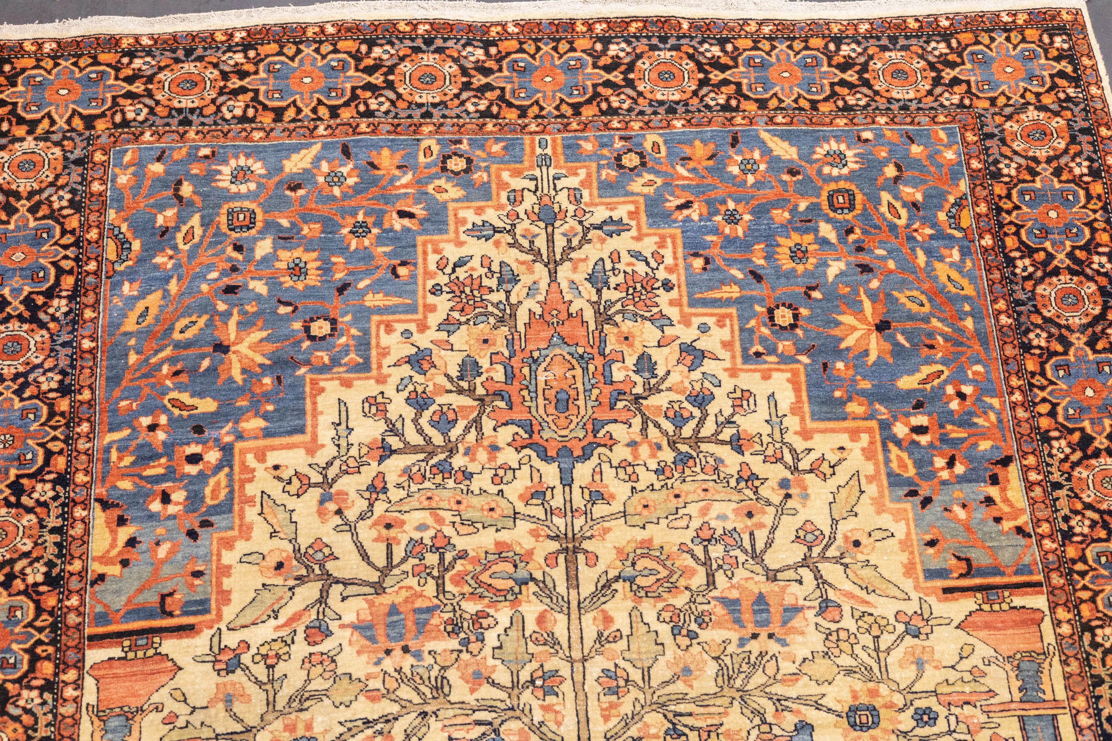 Alfombra Sarouk Farahan Antigua 4'3'' x 6'7'' en venta 3