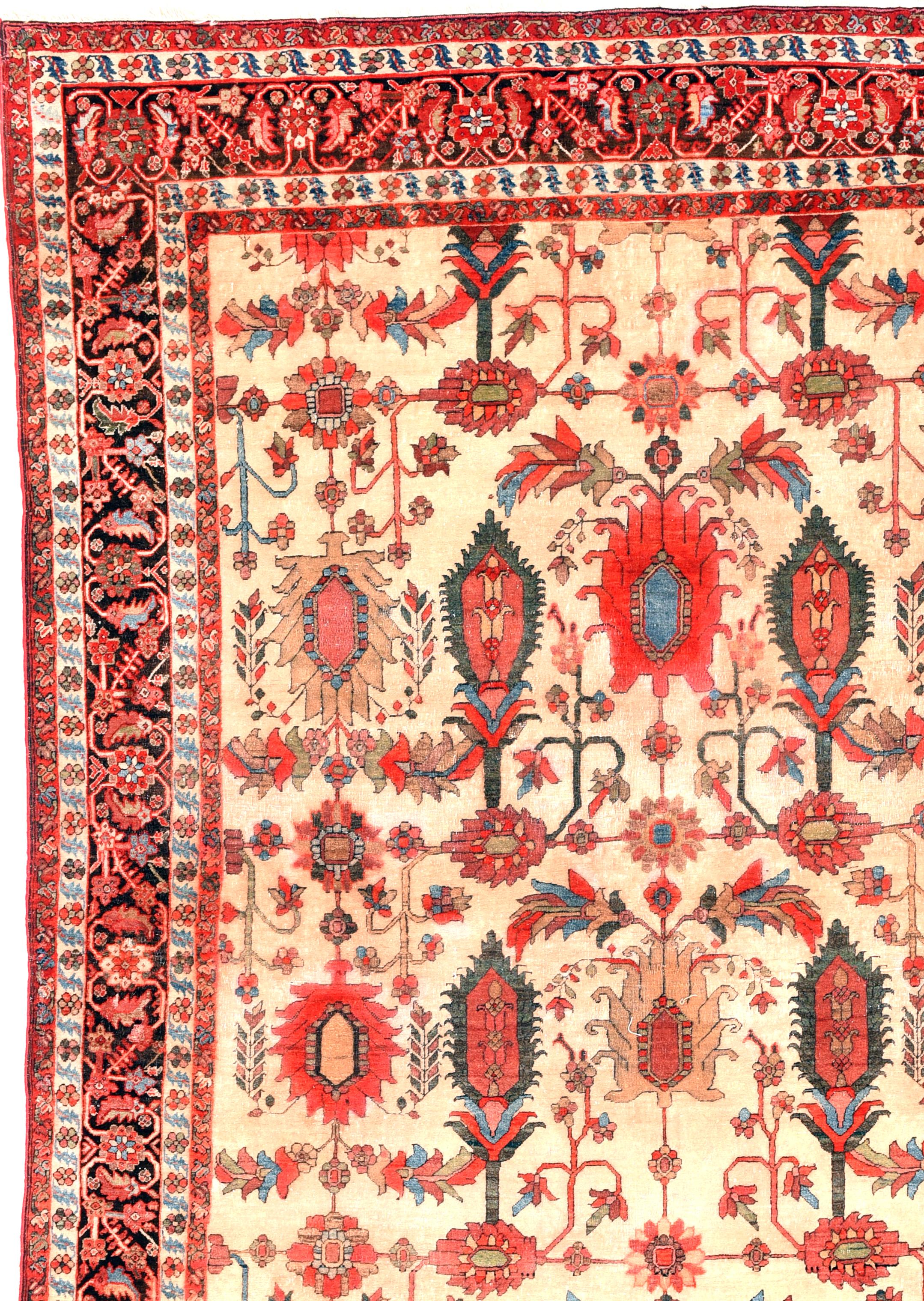 Persian Antique Farahan Sarouk Rug 4'4'' x 6'6'' For Sale