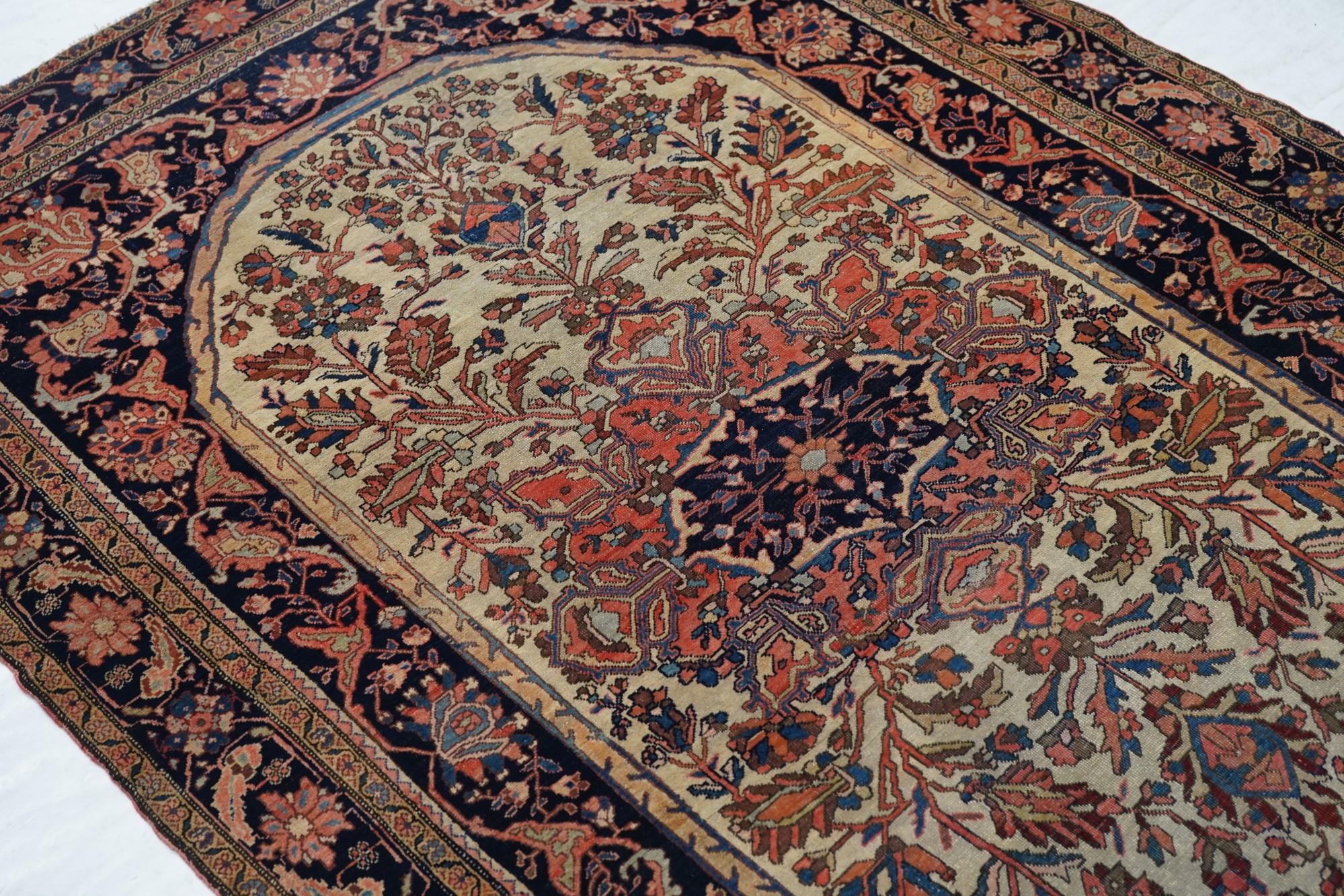 Alfombra Sarouk Farahan Antigua 4'4'' x 6'7'' Lana en venta
