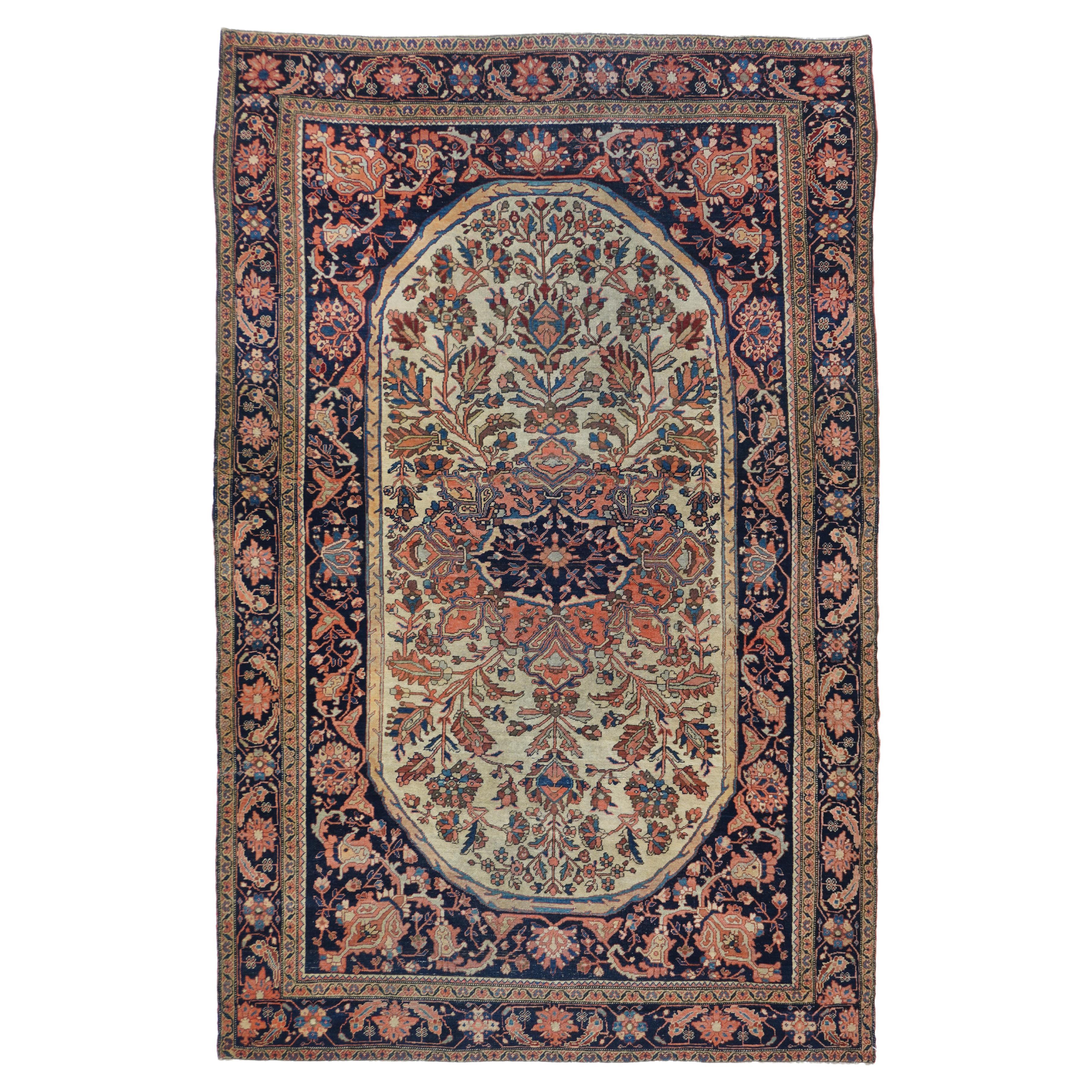 Antique Farahan Sarouk Rug 4'4'' x 6'7''