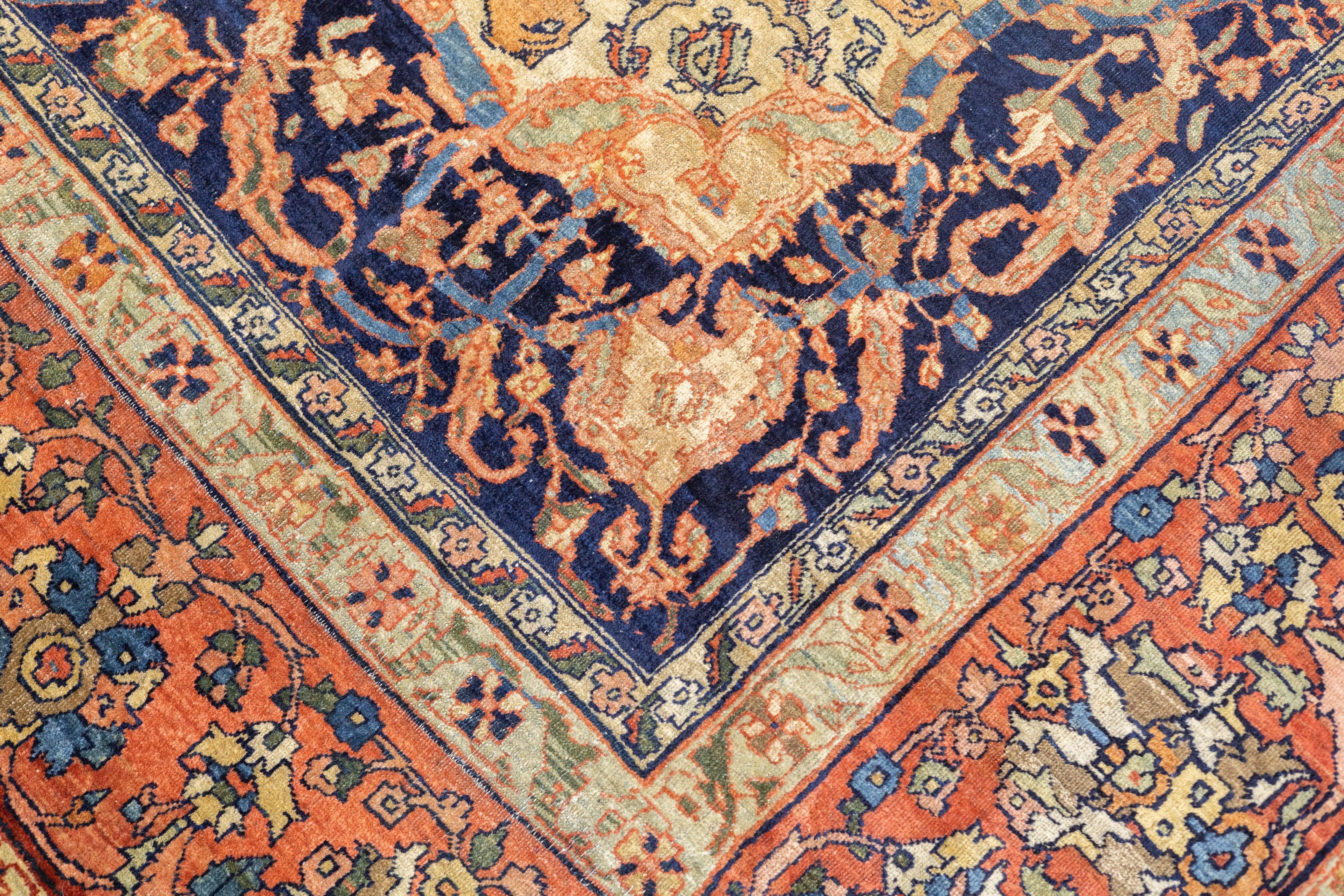 Annodato a mano Tappeto antico Sarouk Farahan 6'9'' x 10'3'' in vendita