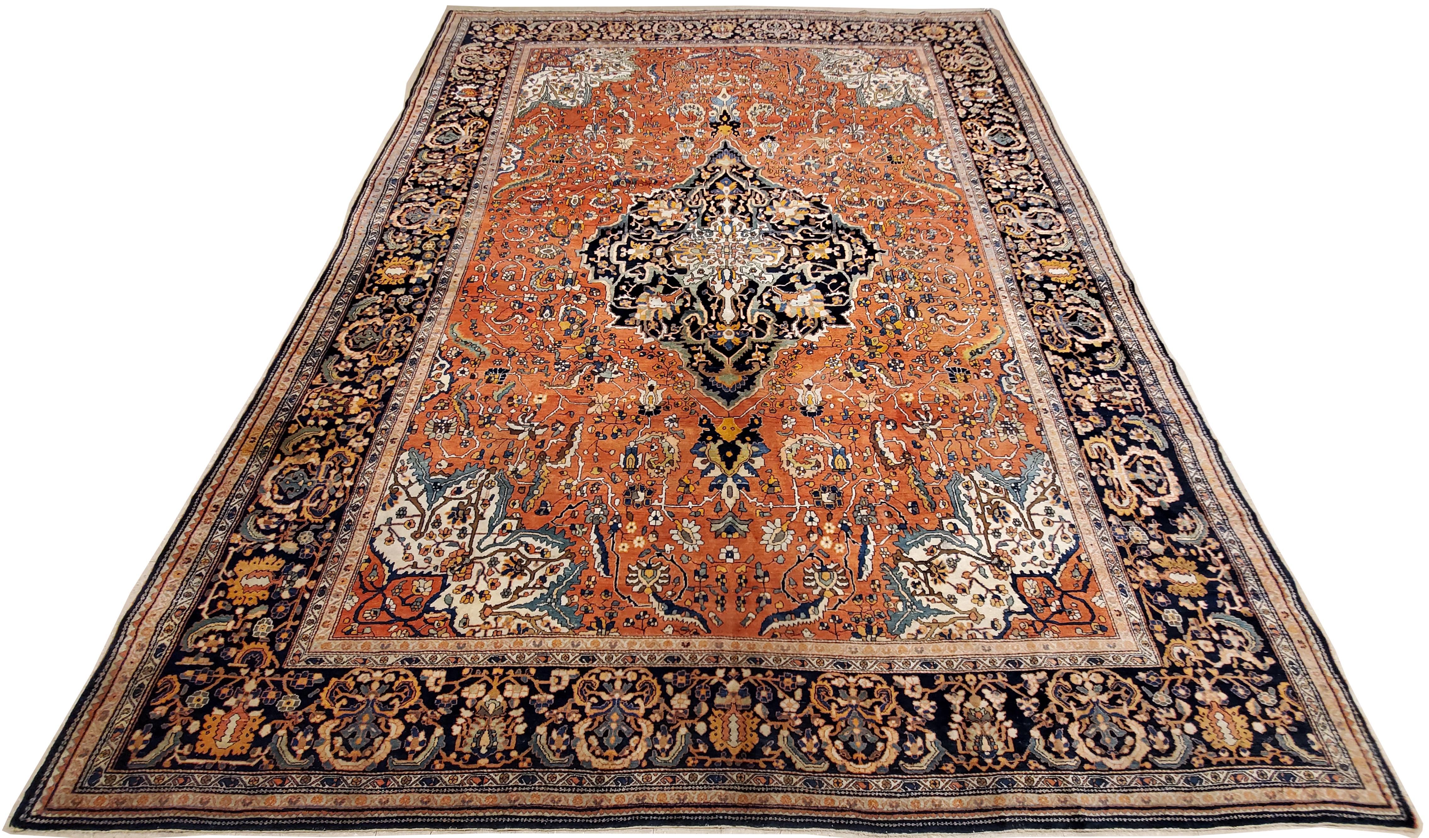 Finely woven Farahan Sarouks were produced in the late 19th century until just before world war I.

They have become extremely rare and are highly valued for their artistry and colors. This is a beautiful early 20th century example.

Rug measures: