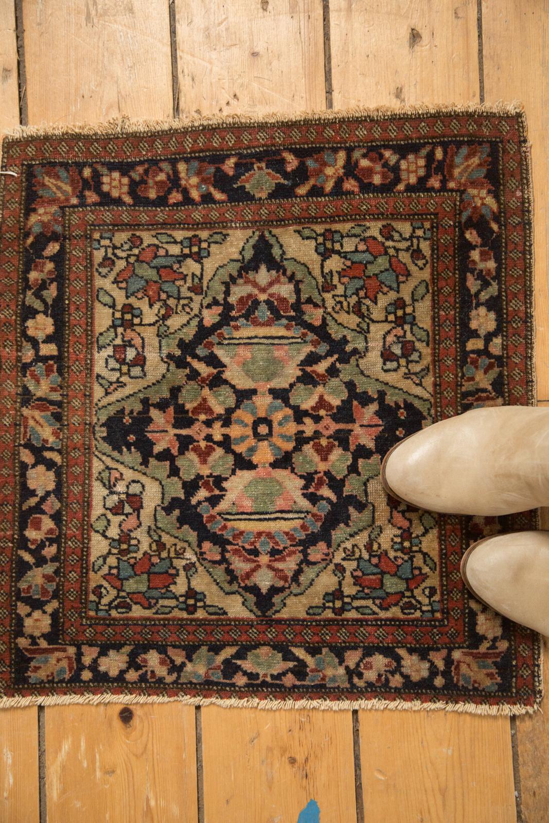 :: Súper dulce y encantadora alfombra diminuta Farnhan Sarouk con una pequeña palmera floral y grandes macetas que emanan de ella sobre un campo abierto y enjutas de esquina con portada de libro. Mérito artístico único en todo el conjunto.