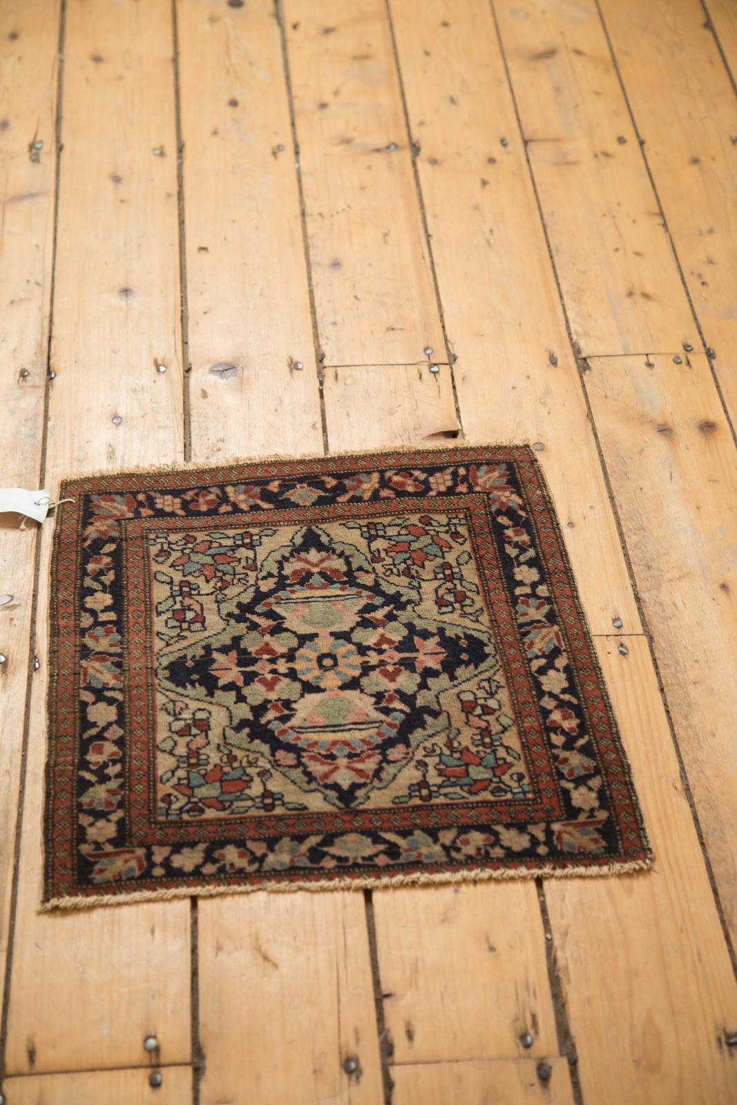 Antiguo Sarouk Farahan Alfombra Cuadrada de Cara de Bolsa Estera Lana