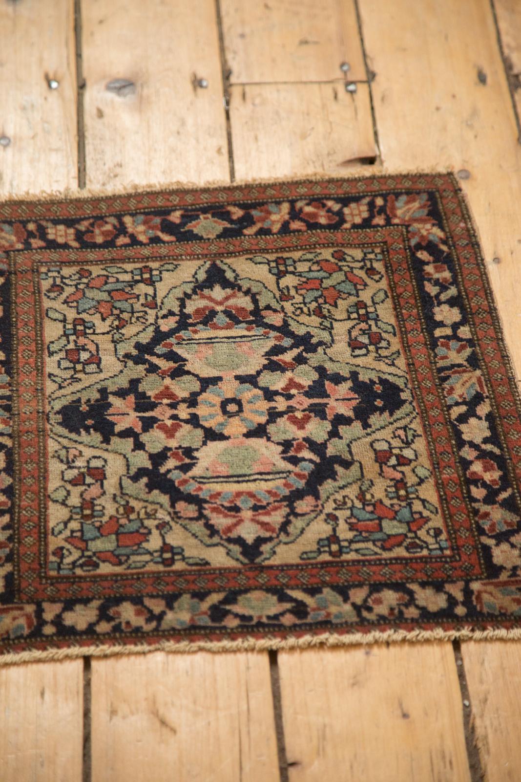 Wool Antique Farahan Sarouk Square Bag Face Rug Mat