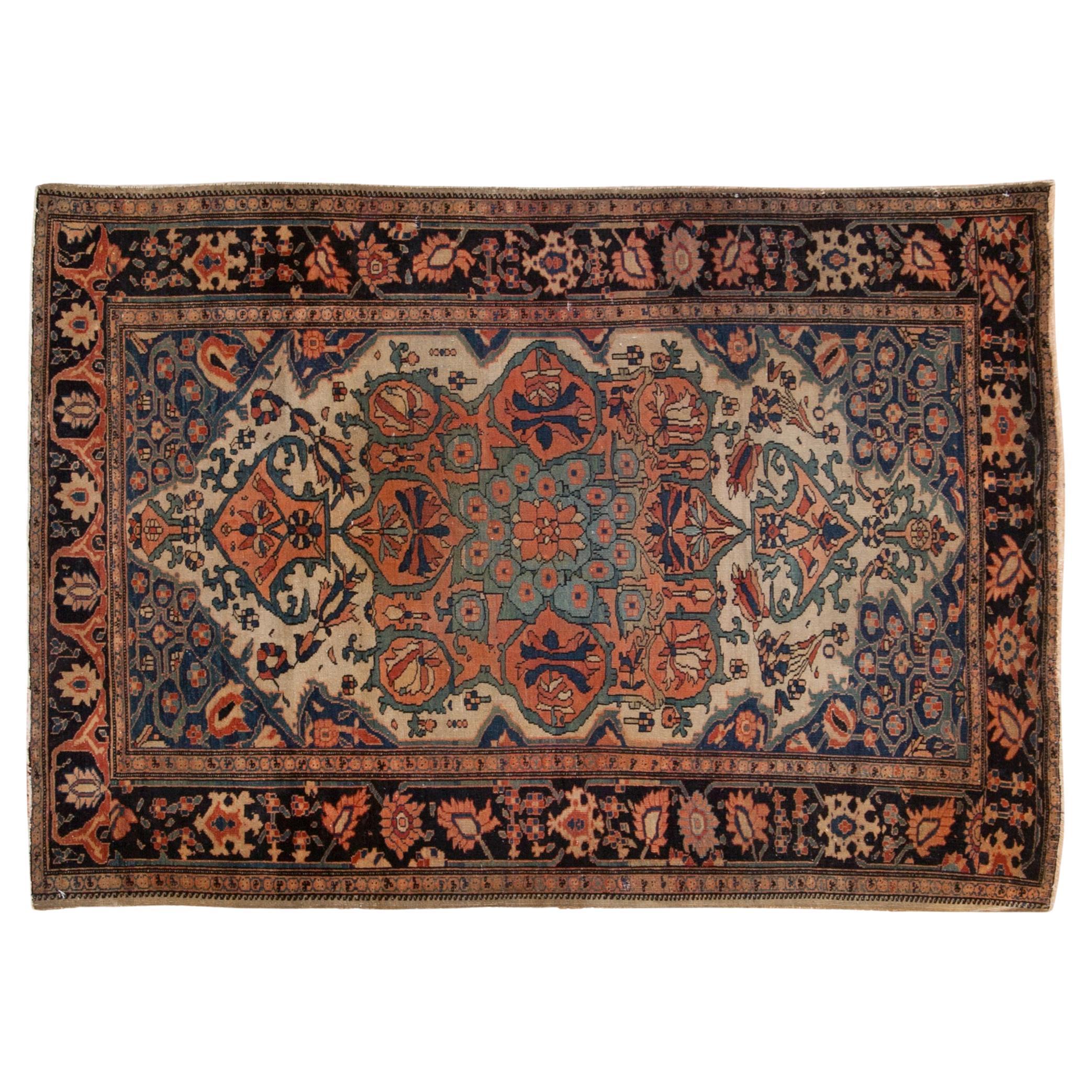 Antique Farahan Sarouk Square Rug