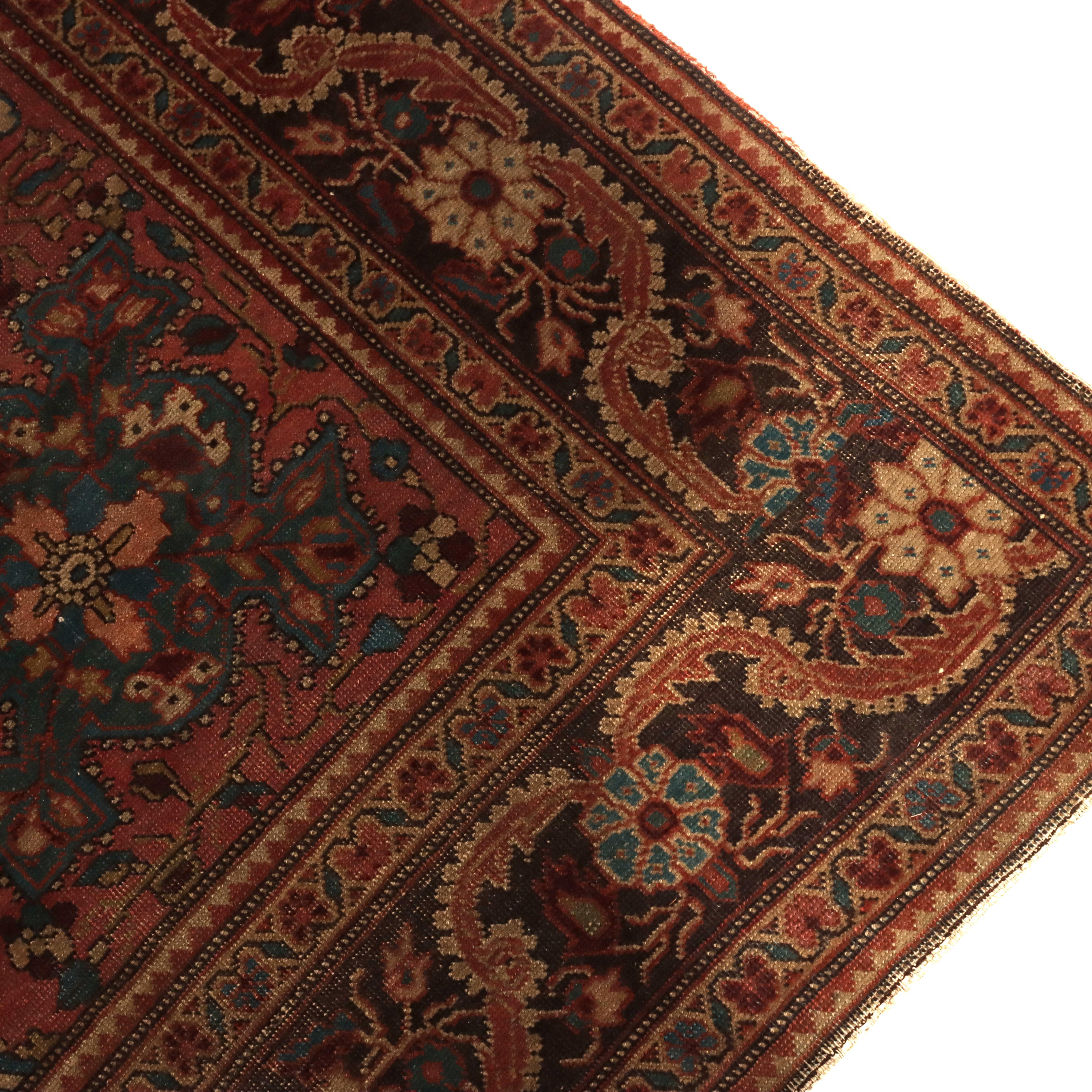Antike Farahan Sarouk Wolle Bereich Teppich C1920 im Zustand „Gut“ im Angebot in Big Flats, NY