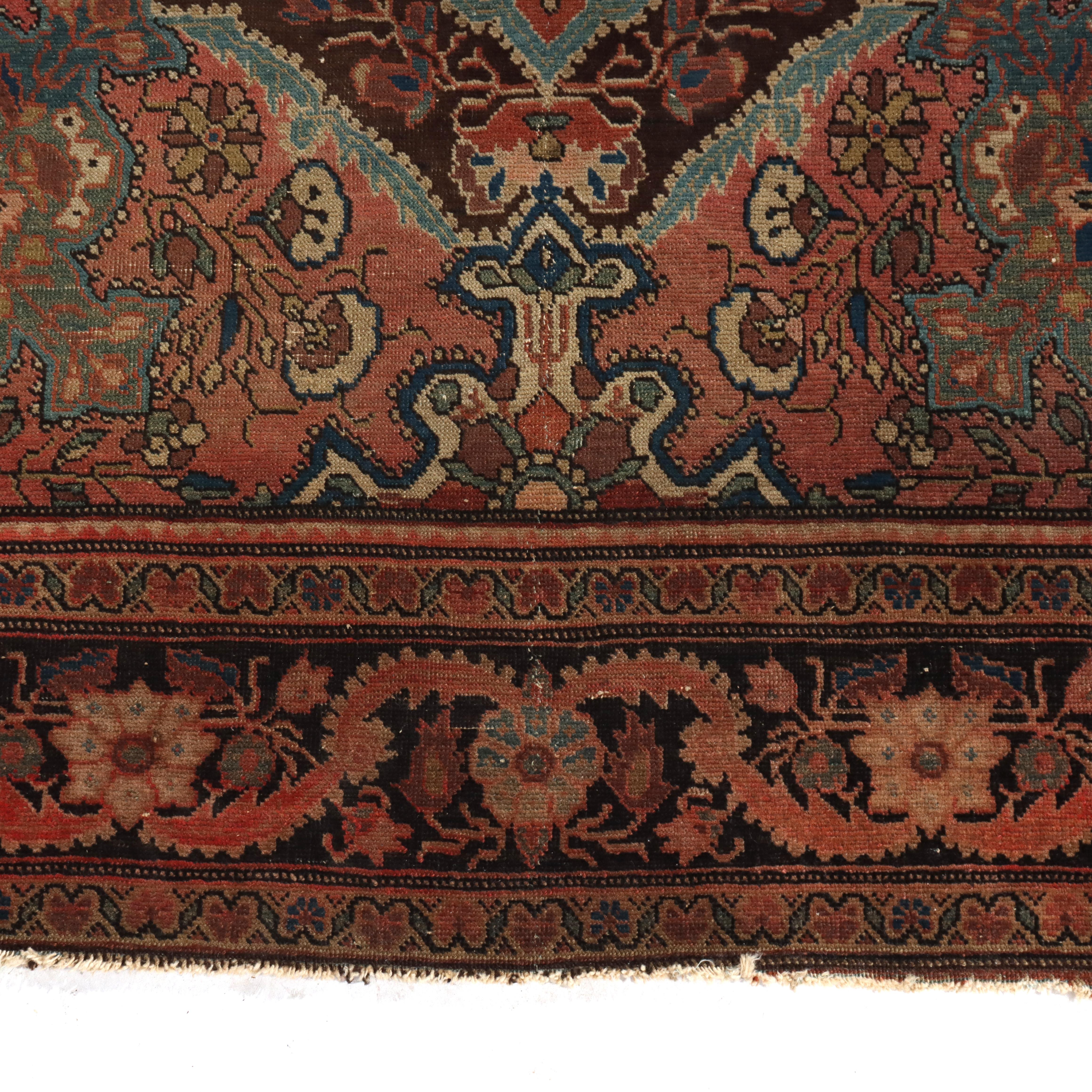 Antike Farahan Sarouk Wolle Bereich Teppich C1920 im Angebot 1