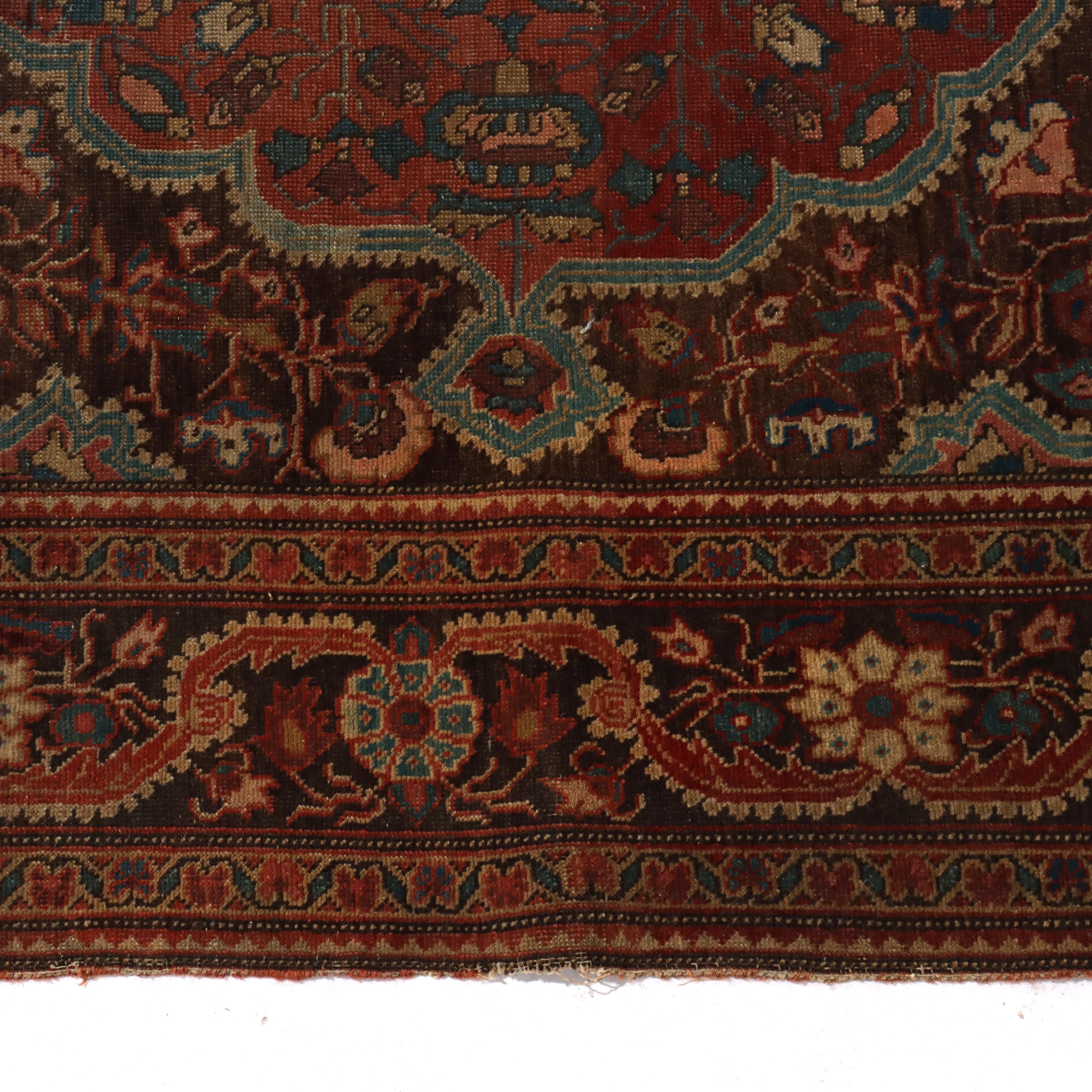 Antike Farahan Sarouk Wolle Bereich Teppich C1920 im Angebot 3