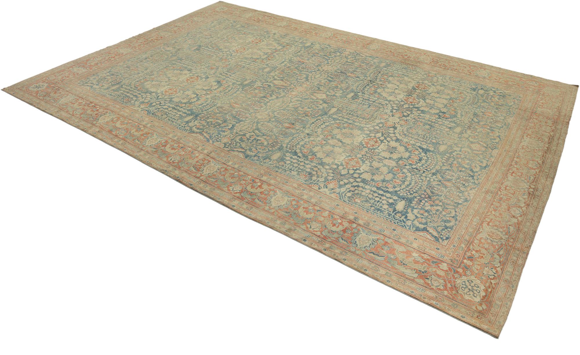 Antiker Farahan (zartes Blau, Elfenbein und Rosa, Vintage, 533cm x 372cm) (Persisch) im Angebot