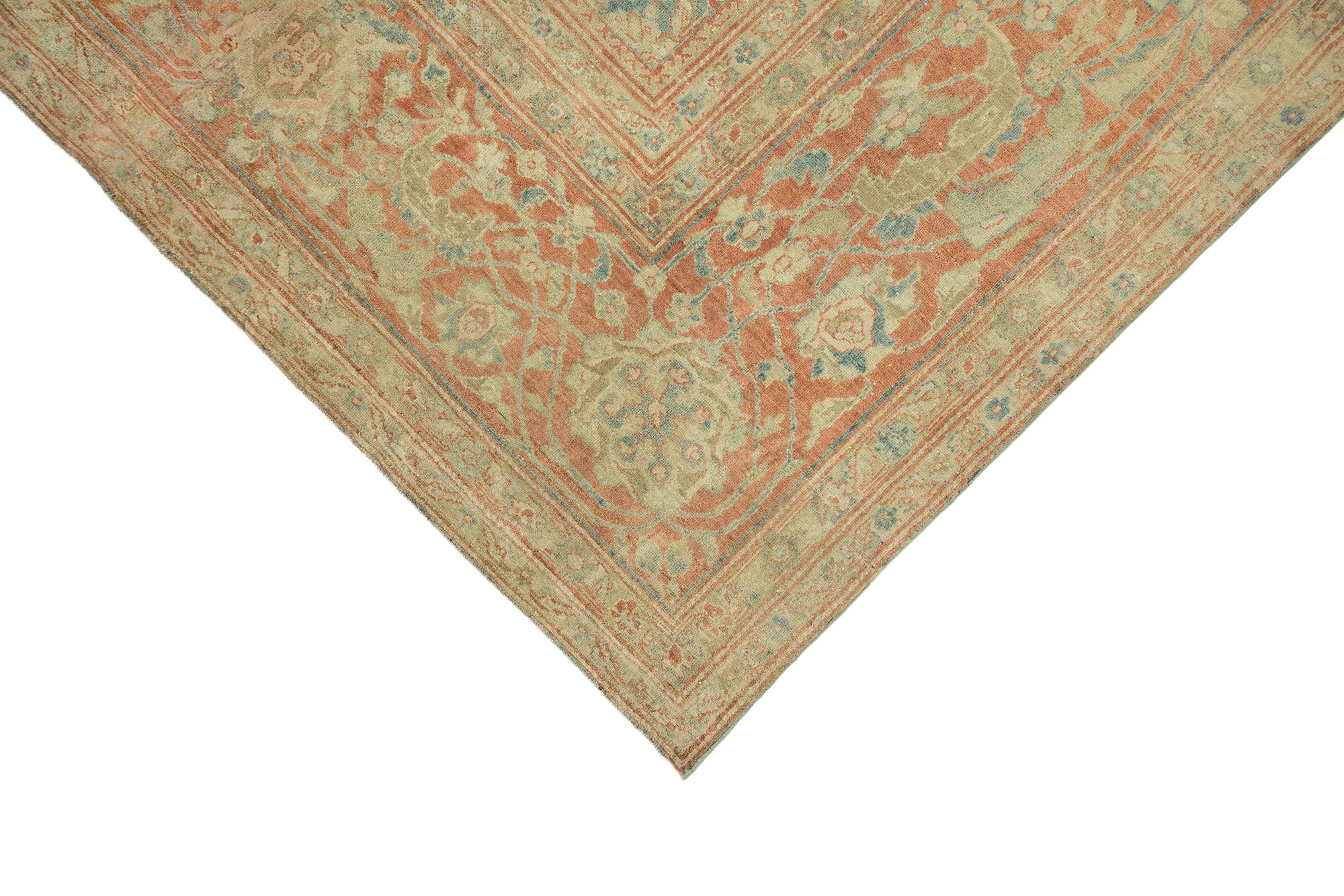Antiker Farahan (zartes Blau, Elfenbein und Rosa, Vintage, 533cm x 372cm) (Wolle) im Angebot