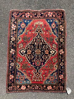 Antique Fararhan Sarouk Small Mini Persian Rug c. 1930s