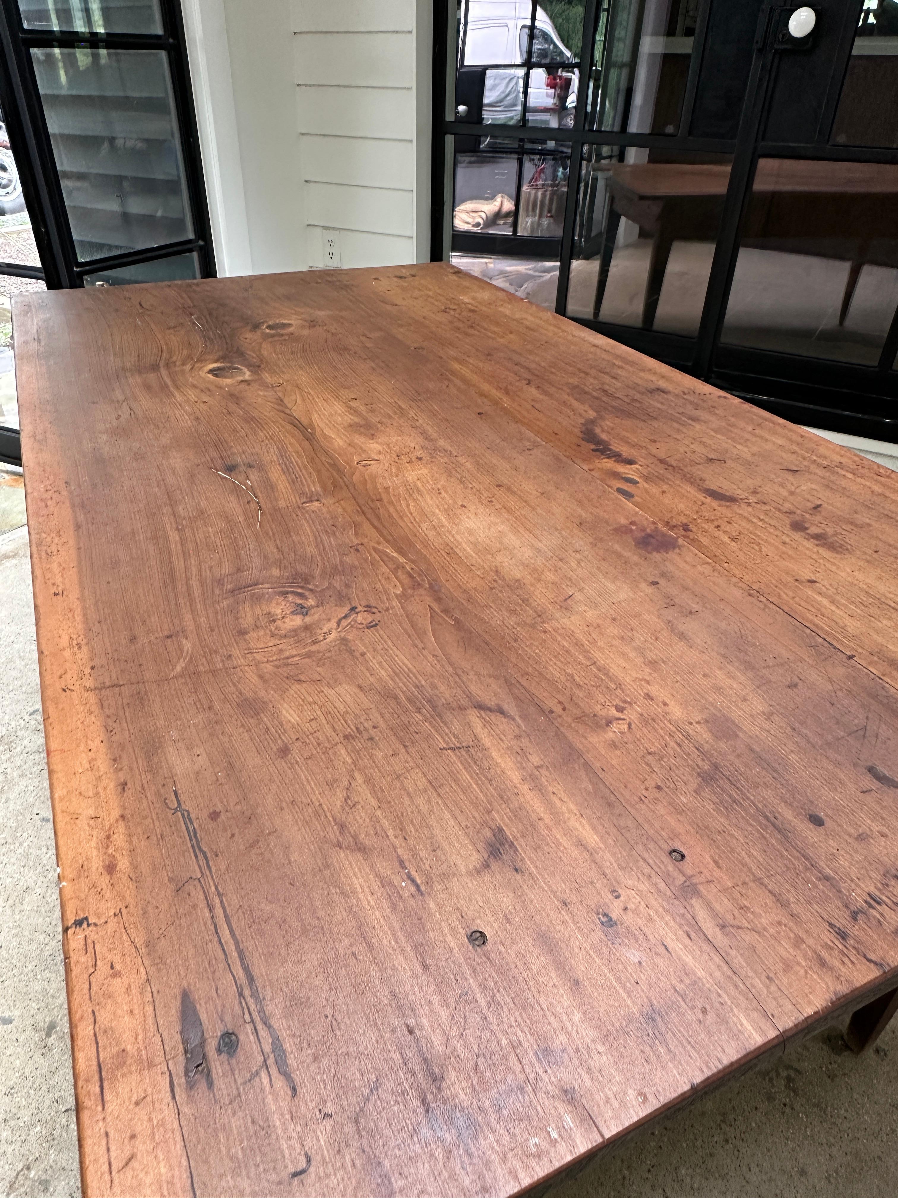 Cherry Antique Farm Dining Table For Sale