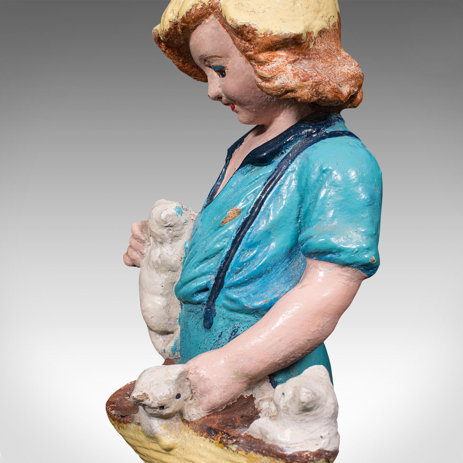 Antique Farm Girl Figure, French, Decorative Statue, Provincial, Late Victorian For Sale 2