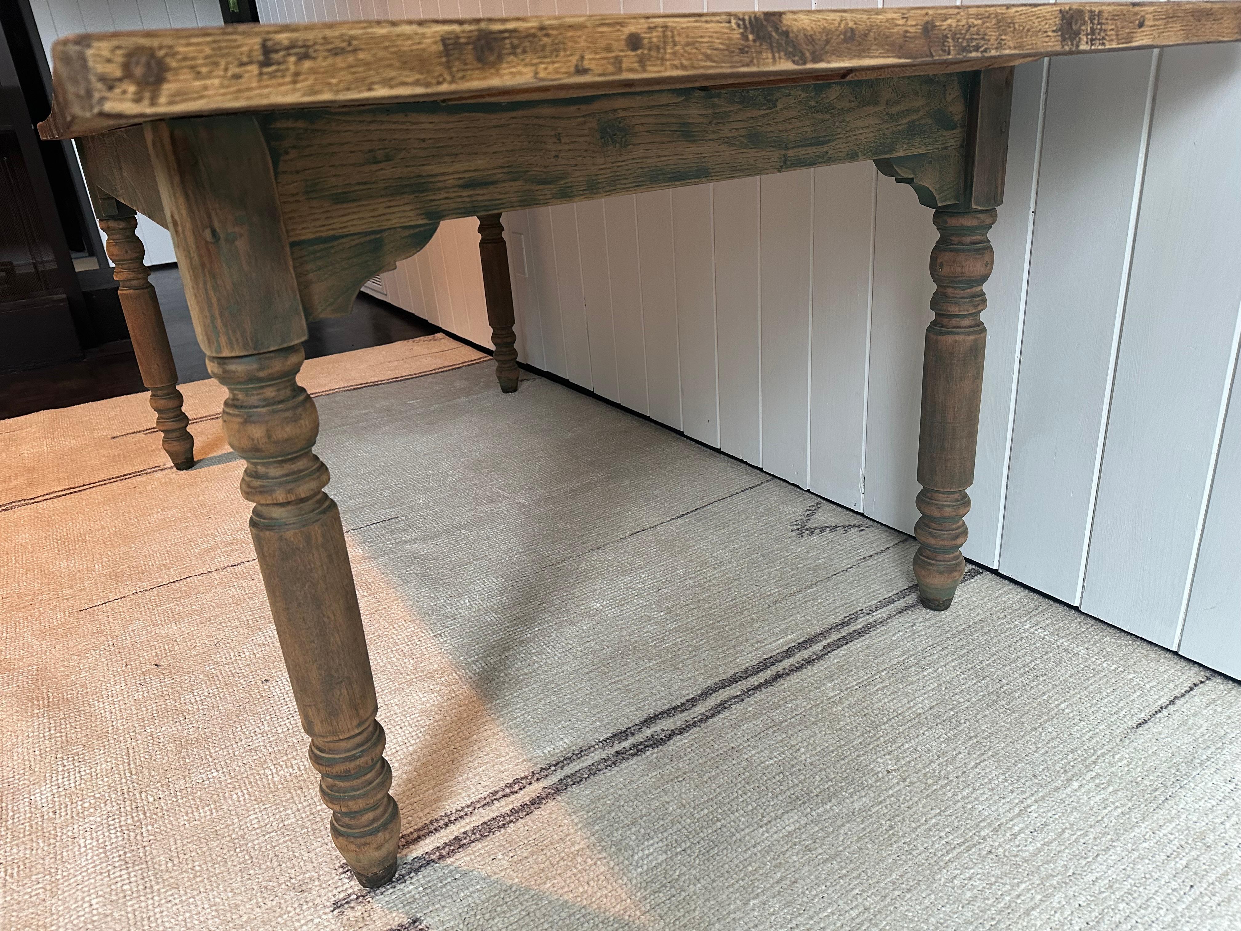 Country Antique Farm House Dining Harvest Table For Sale