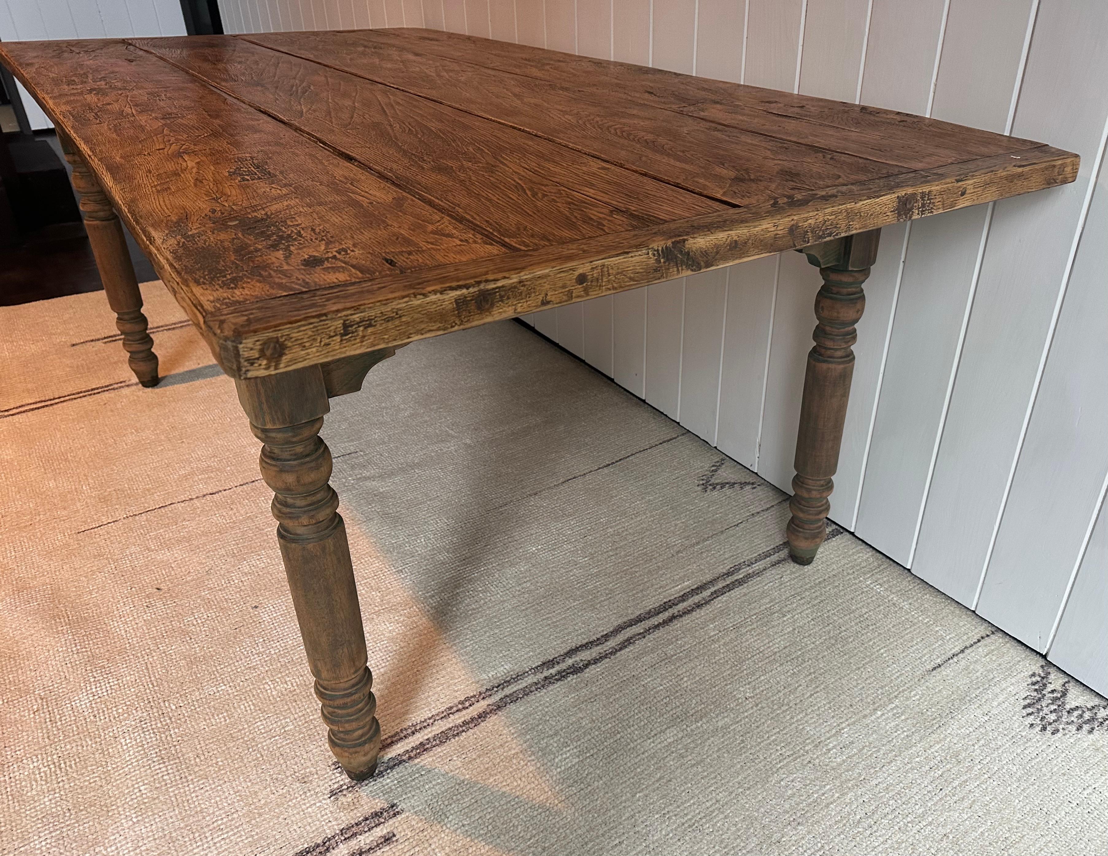 American Antique Farm House Dining Harvest Table For Sale