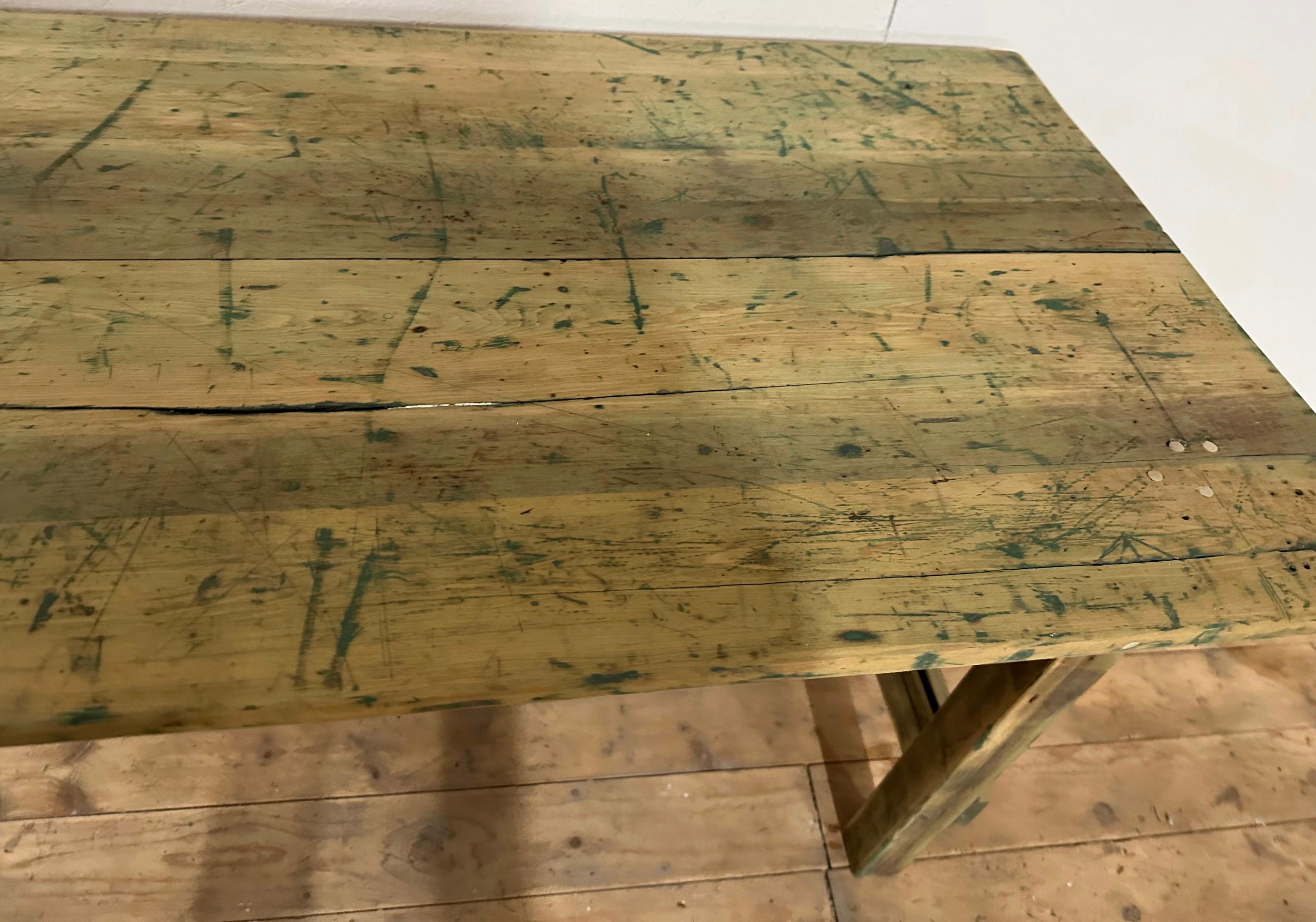 American Antique Farm House Dining or Work Table For Sale