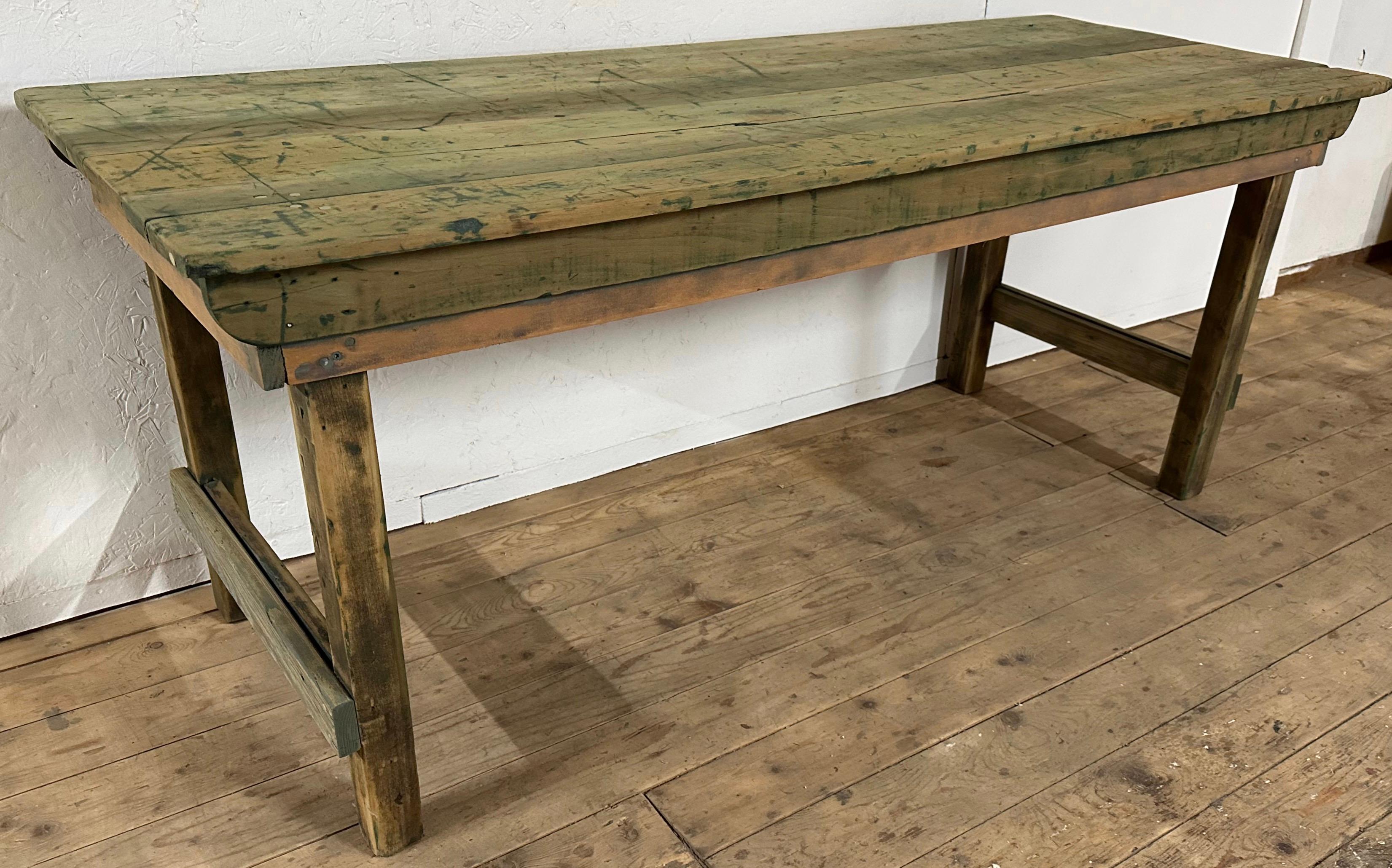 Hand-Crafted Antique Farm House Dining or Work Table For Sale