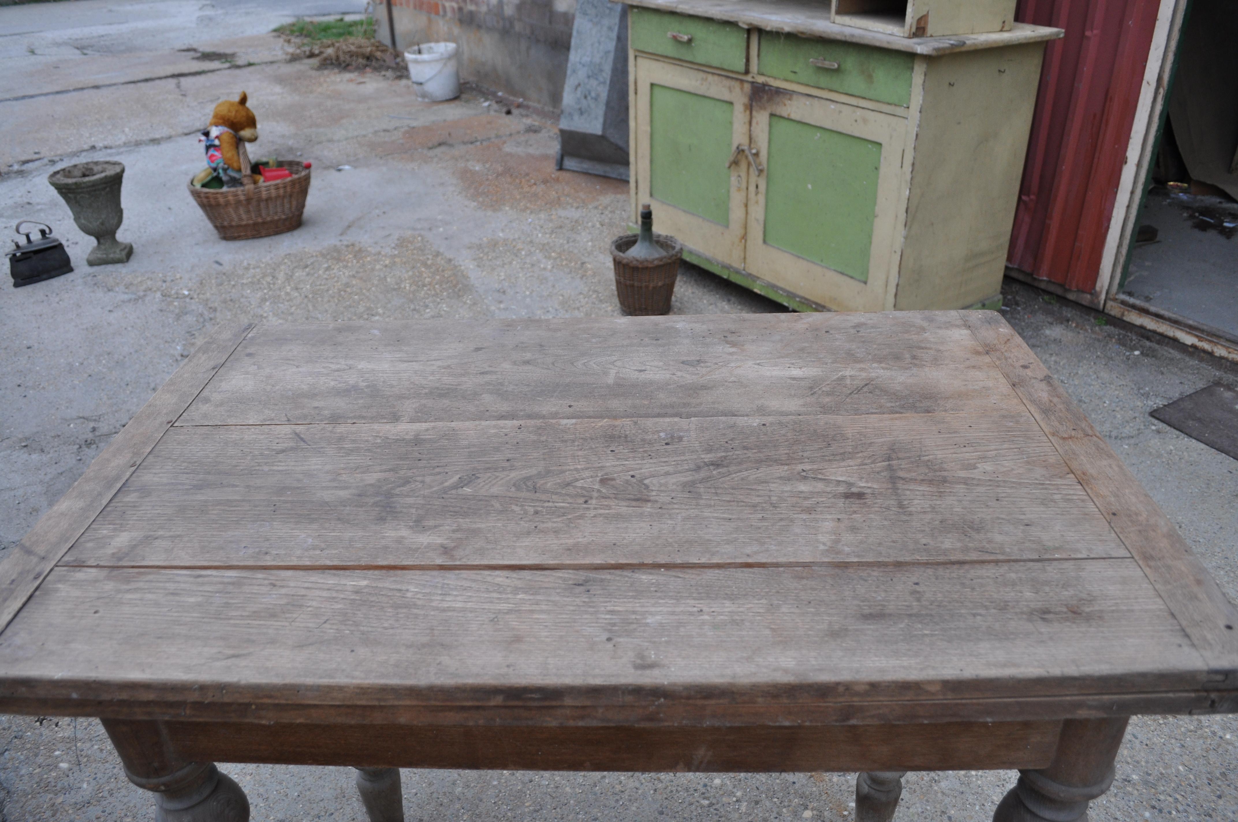 Hardwood Antique Farm Table /A Top Which Pivots through 90 Degrees For Sale