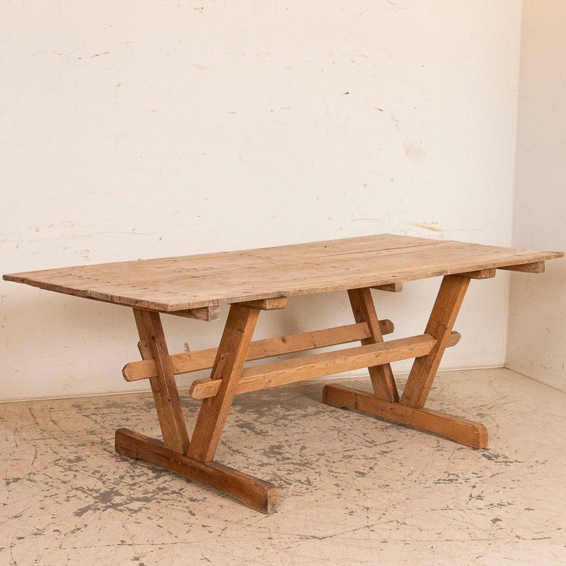 Hungarian Antique Farm Table Trestle Kitchen Dining Table