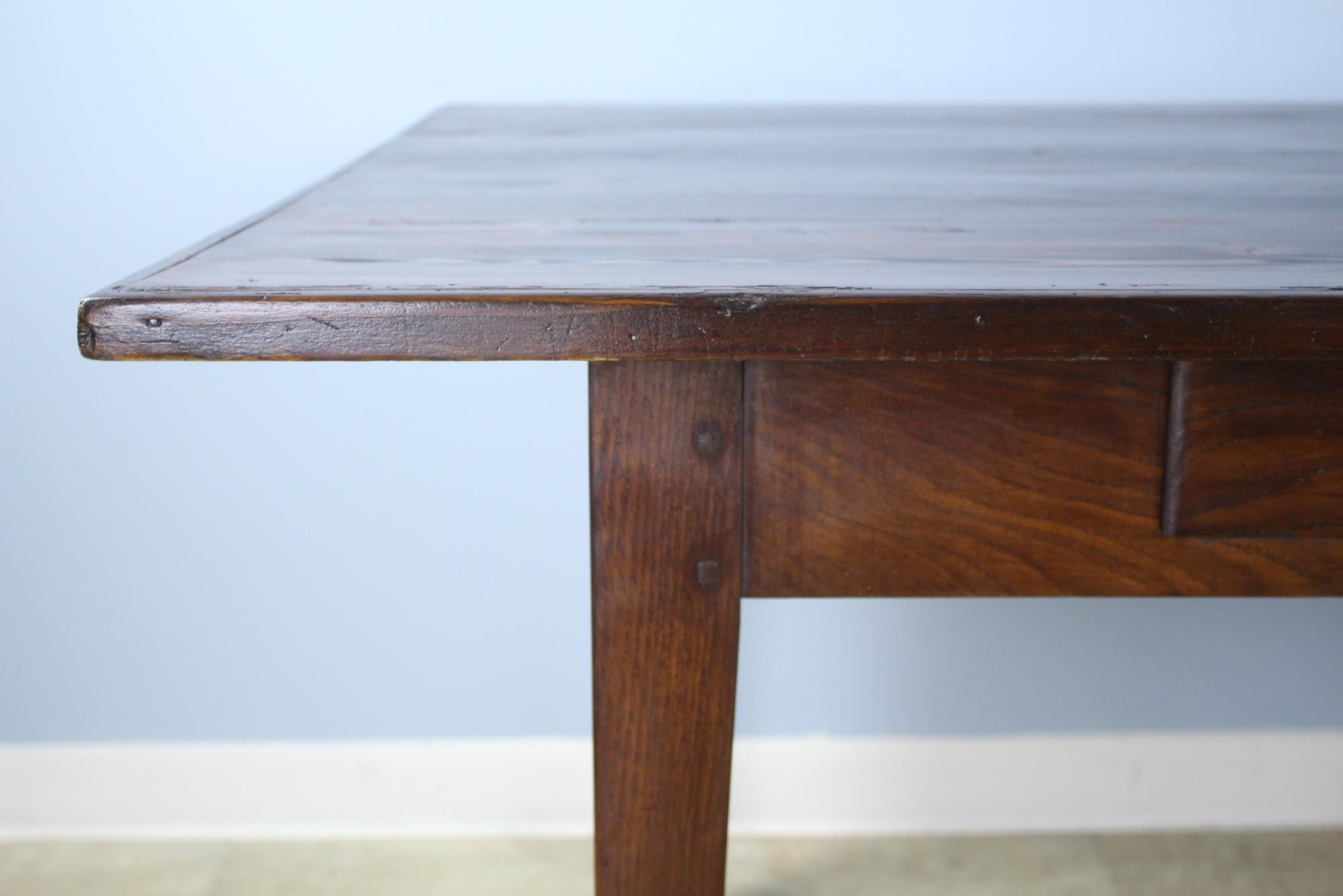 Antique Farm Table with Pine Top, Oak Base and Decorative Edge 2