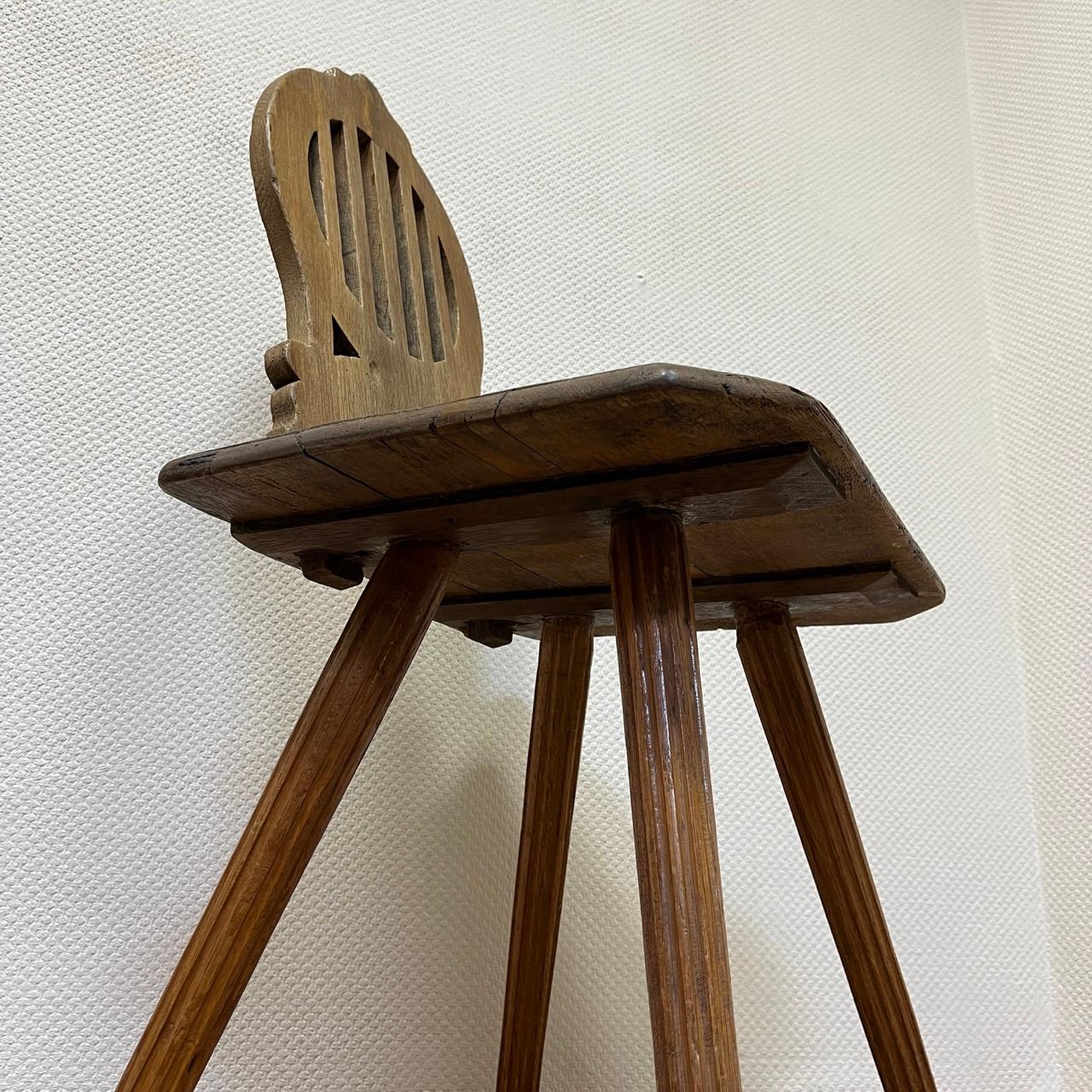 Antique farmhouse chairs  German around 1800  oak  5 individual backrests For Sale 6
