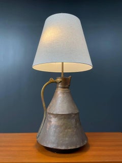Antique Farmhouse Copper & Brass Pitcher Table Lamp