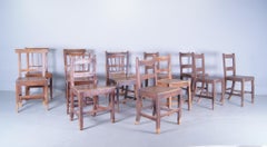 Fauteuils de salle à manger de ferme anciens, lot de 13 chaises