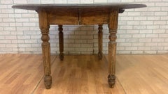 Antique Farmhouse Drop-Leaf Turned Leg Table
