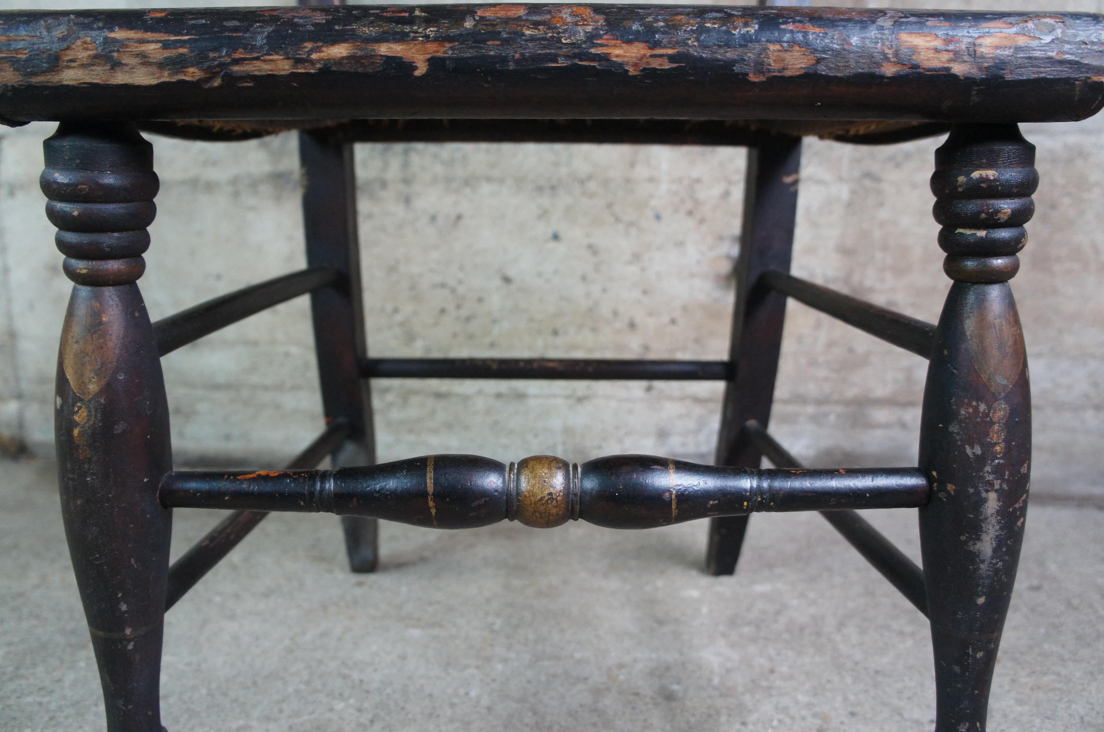 Antique Farmhouse Fruit Basket Stenciled Caned Side Dining Chair Hitchcock 1
