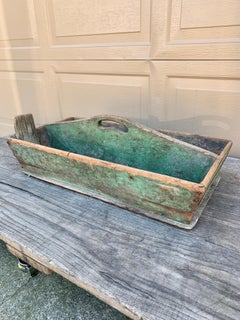 Antique Farmhouse Green Wooden Trug