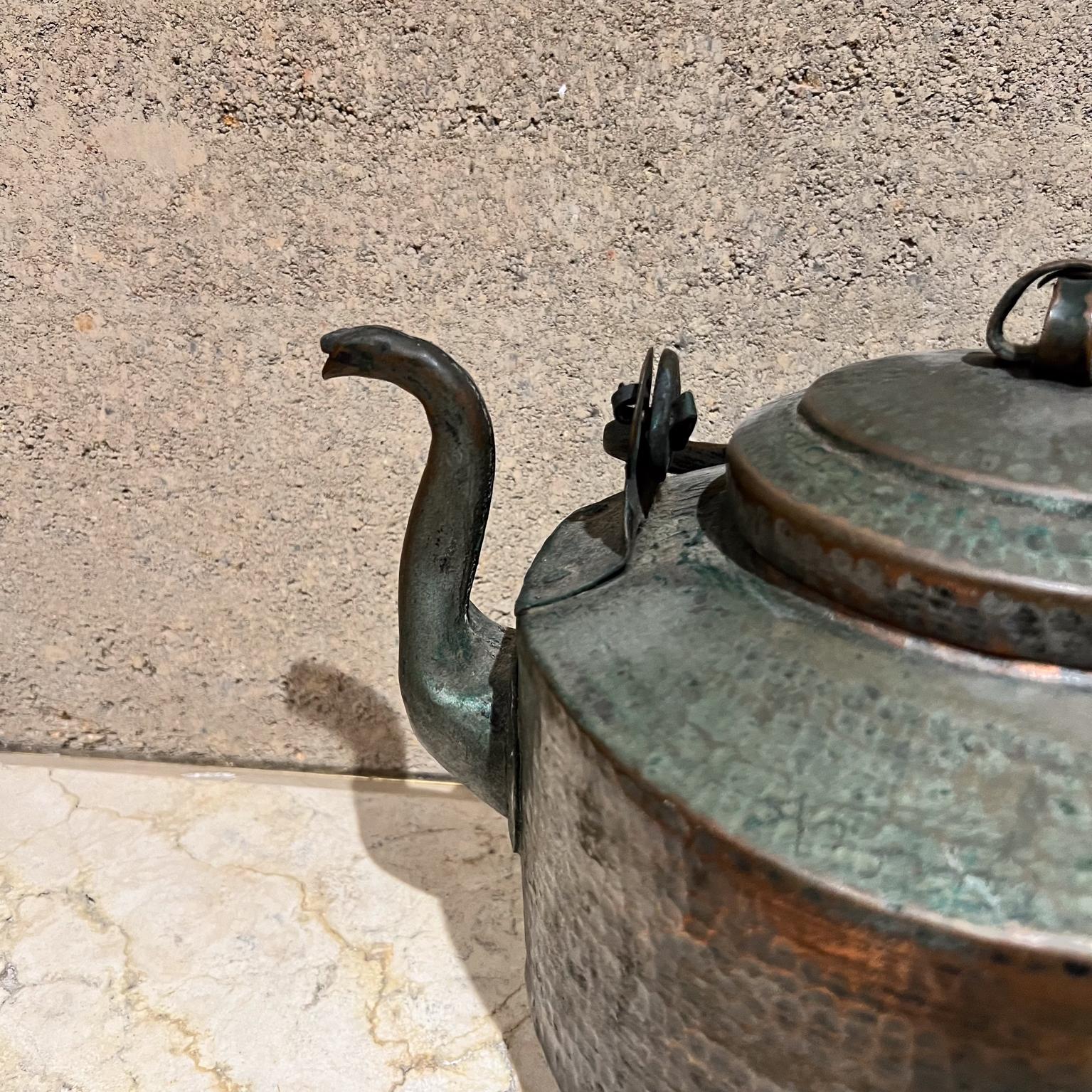 Antique Farmhouse Hammered Copper Tea Kettle For Sale 4