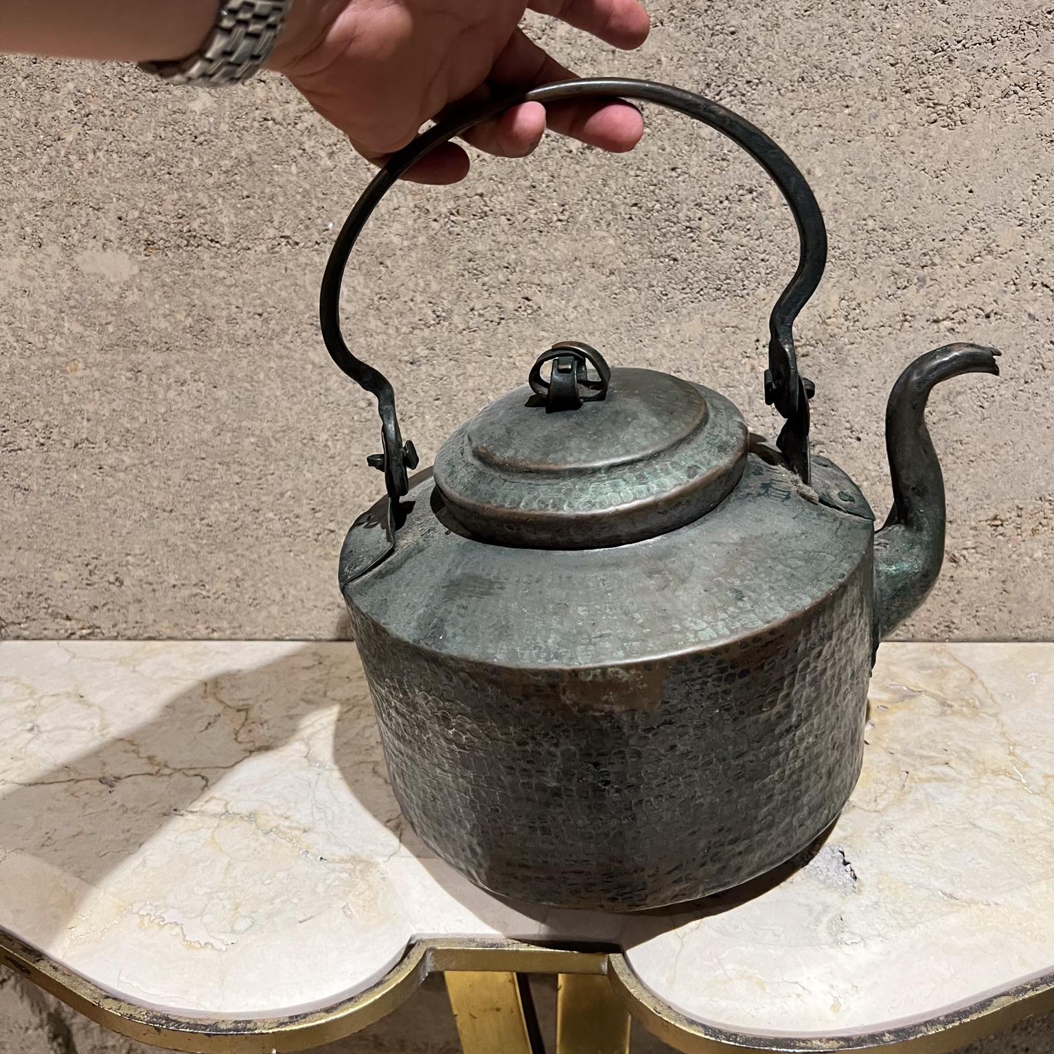 Antique Farmhouse Hammered Copper Tea Kettle For Sale 6