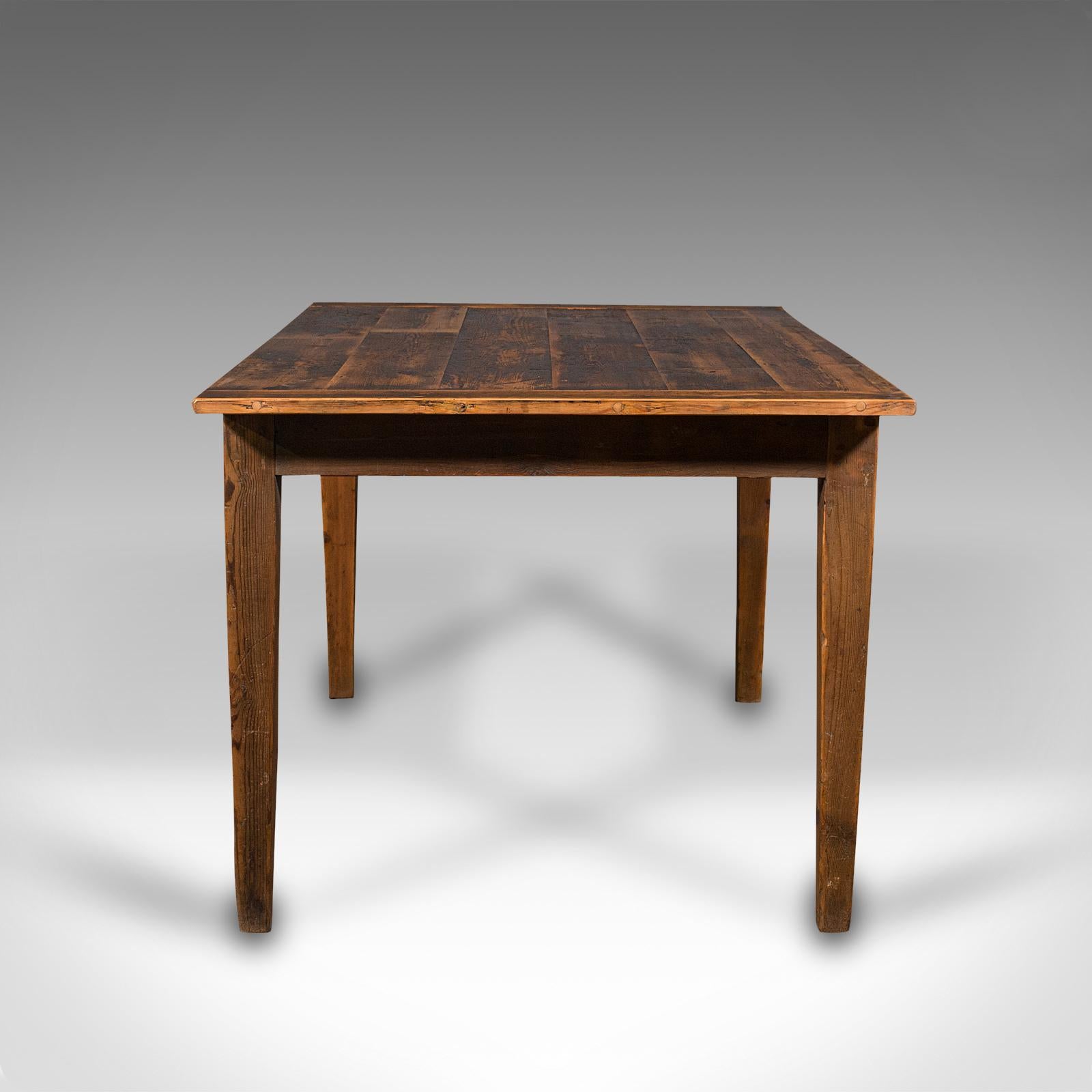 British Antique Farmhouse Kitchen Table, English Pine, Country Dining, Victorian, C.1900