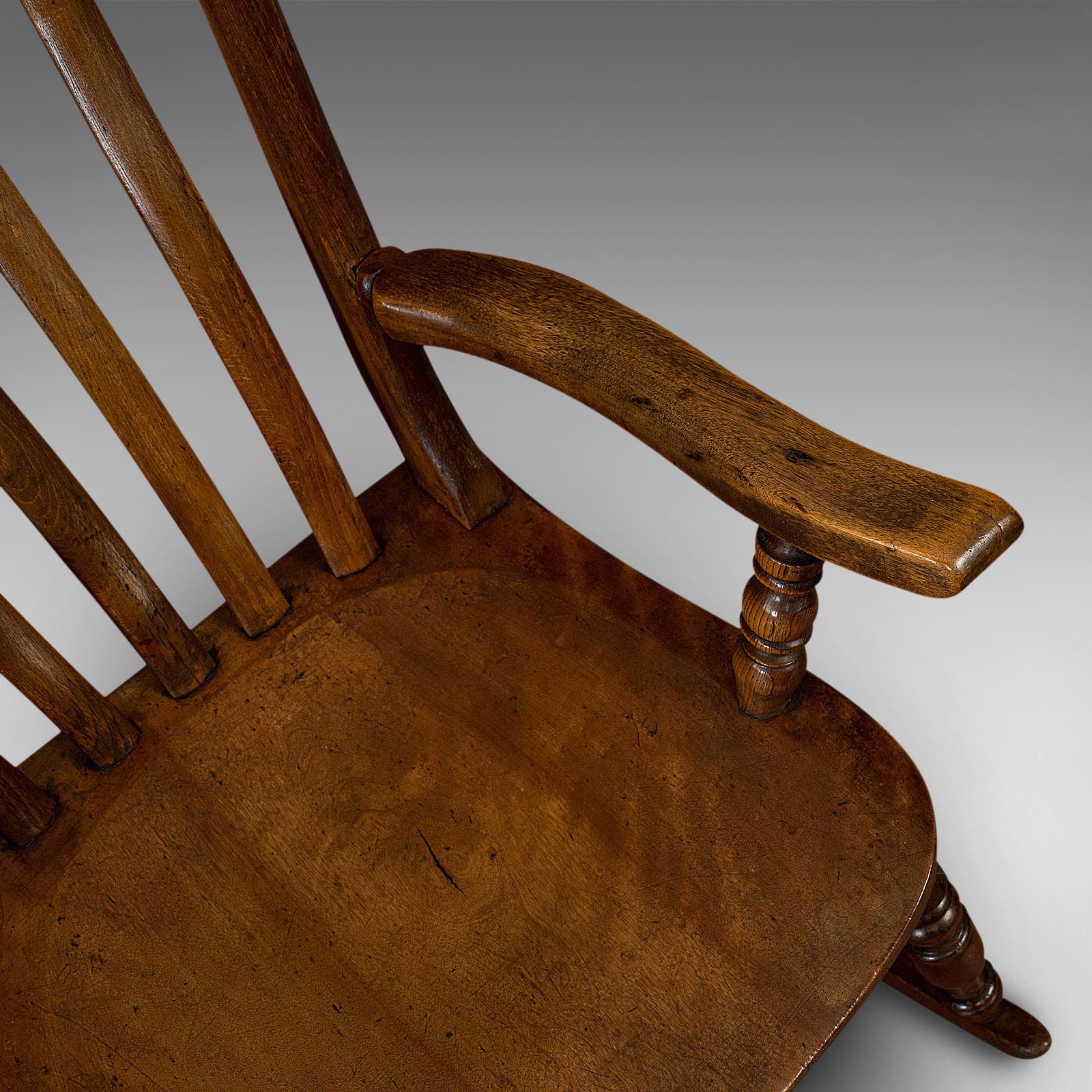 Antique Farmhouse Rocking Chair, English, Elm, Beech, Seat, Victorian circa 1900 6