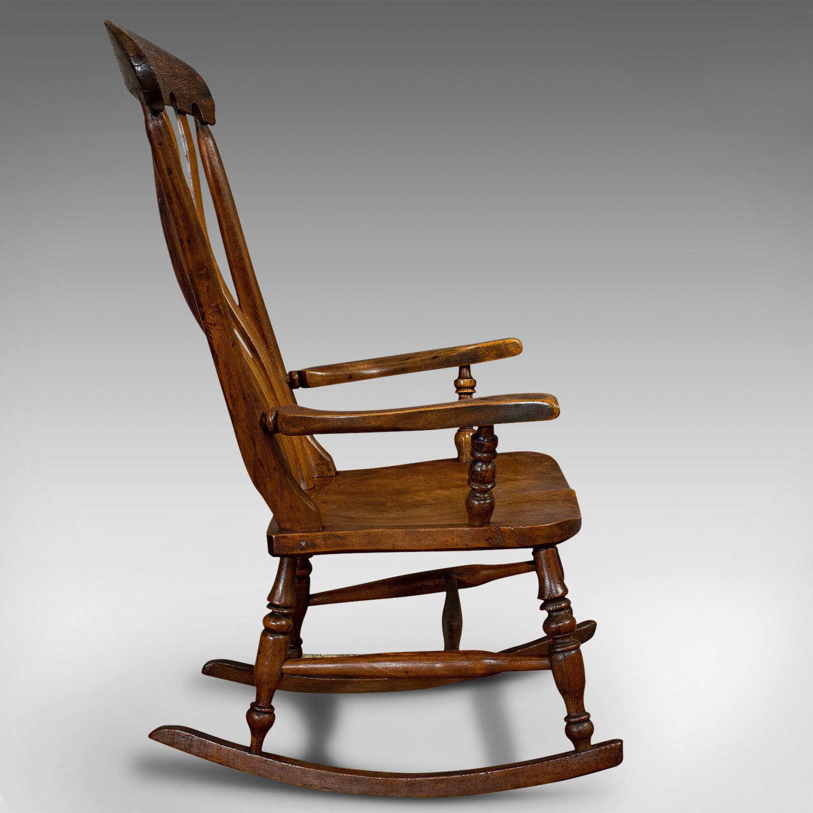 19th Century Antique Farmhouse Rocking Chair, English, Elm, Beech, Seat, Victorian circa 1900