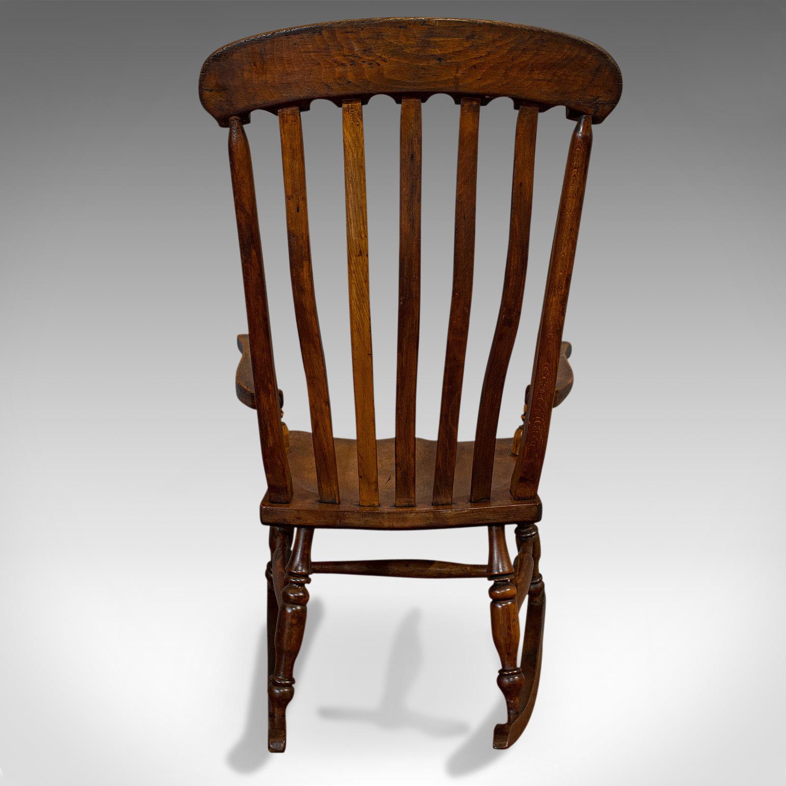 Antique Farmhouse Rocking Chair, English, Elm, Beech, Seat, Victorian circa 1900 2