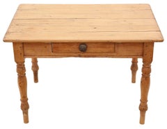Antique farmhouse scrub top kitchen dining table with drawer 19th Century